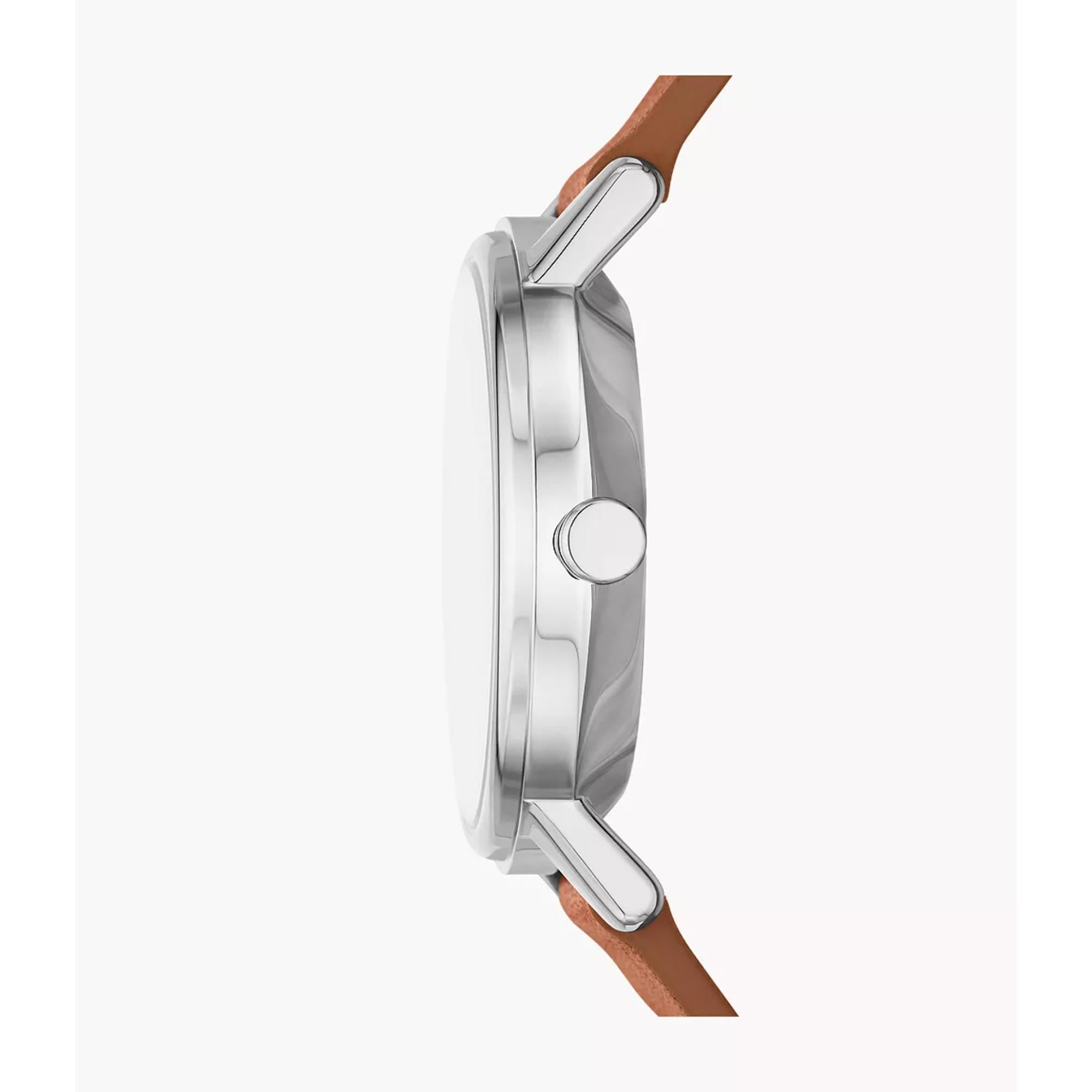 Skagen Kuppel Lille Sub-Sekunde Braun Leder Weißes Zifferblatt Damenarmbanduhr SKW3103