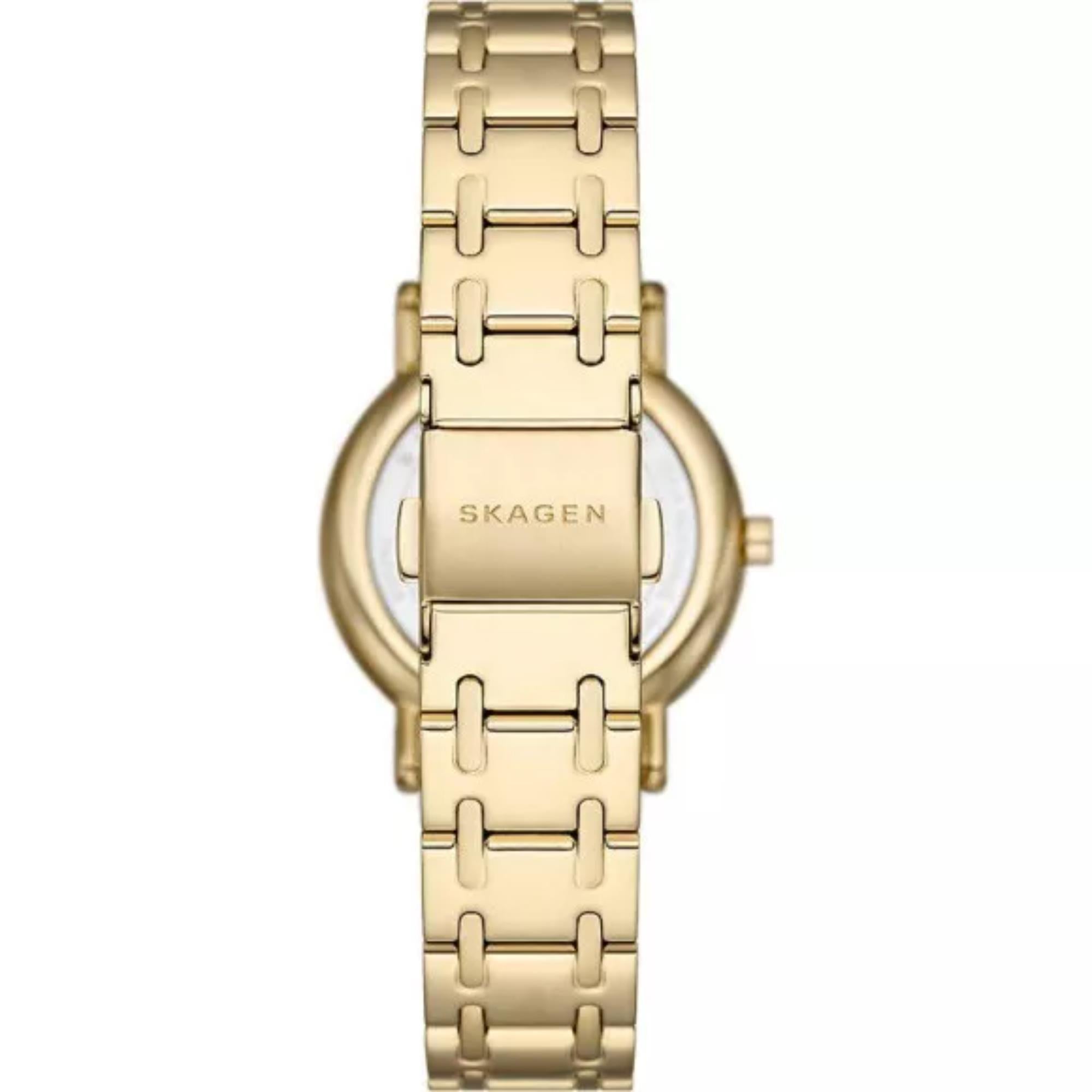 Skagen Signatur Lille Gold Edelstahlarmband Gold Zifferblatt Damenarmbanduhr SKW3124