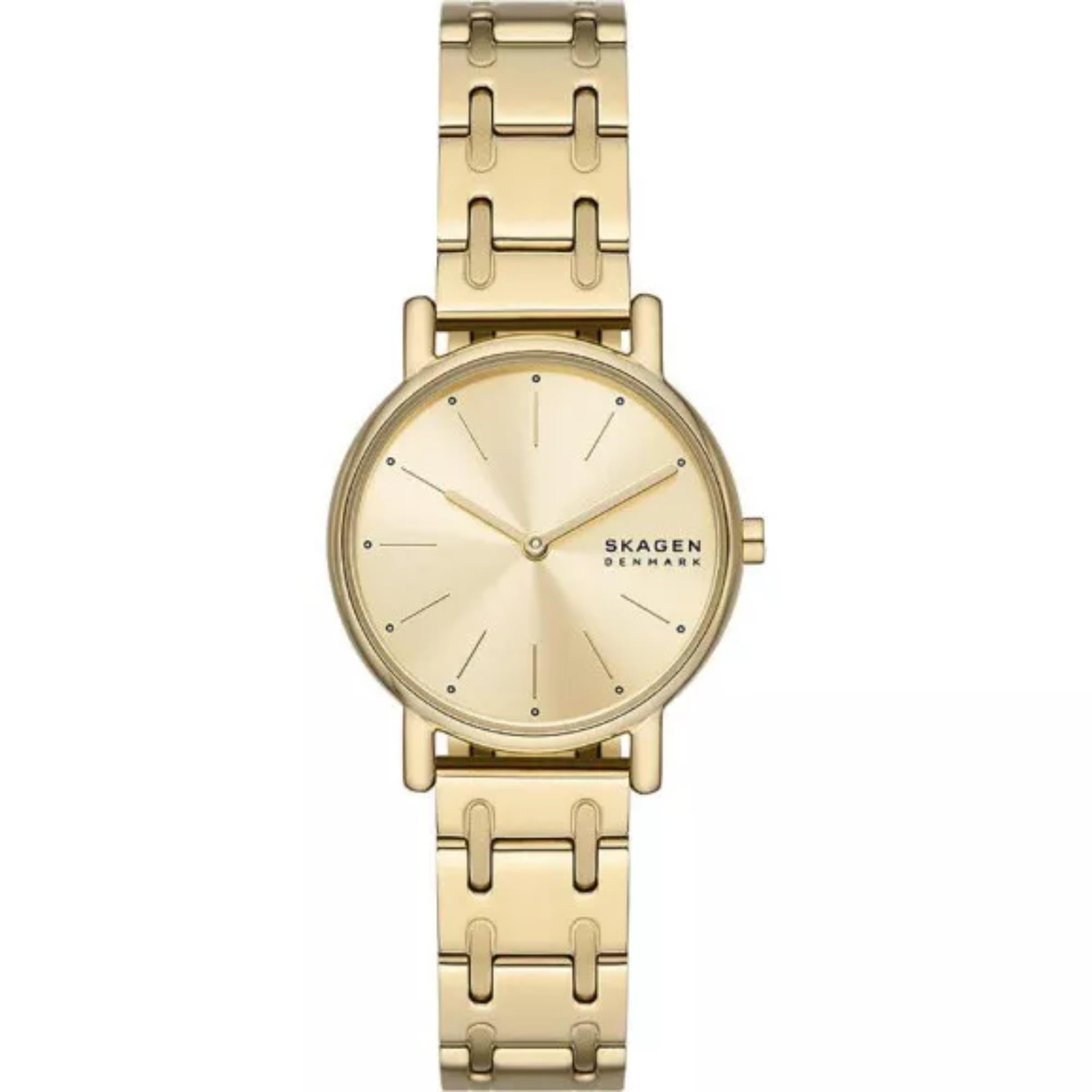 Skagen Signatur Lille Gold Edelstahlarmband Gold Zifferblatt Damenarmbanduhr SKW3124