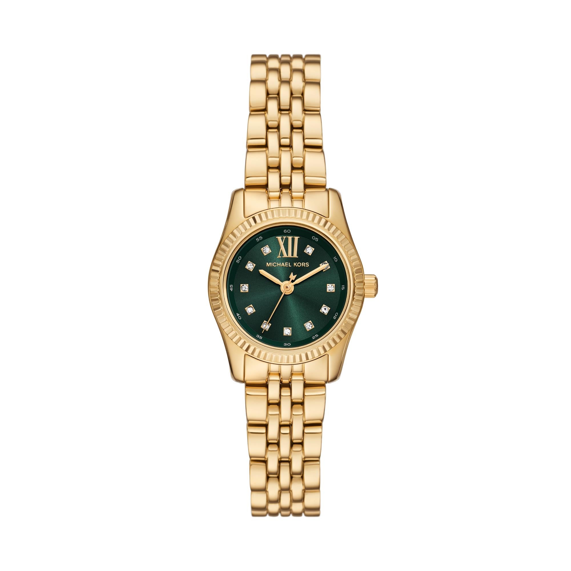 Michael Kors Lexington Goldfarbene Edelstahl Grünes Zifferblatt Damen Uhr MK4842