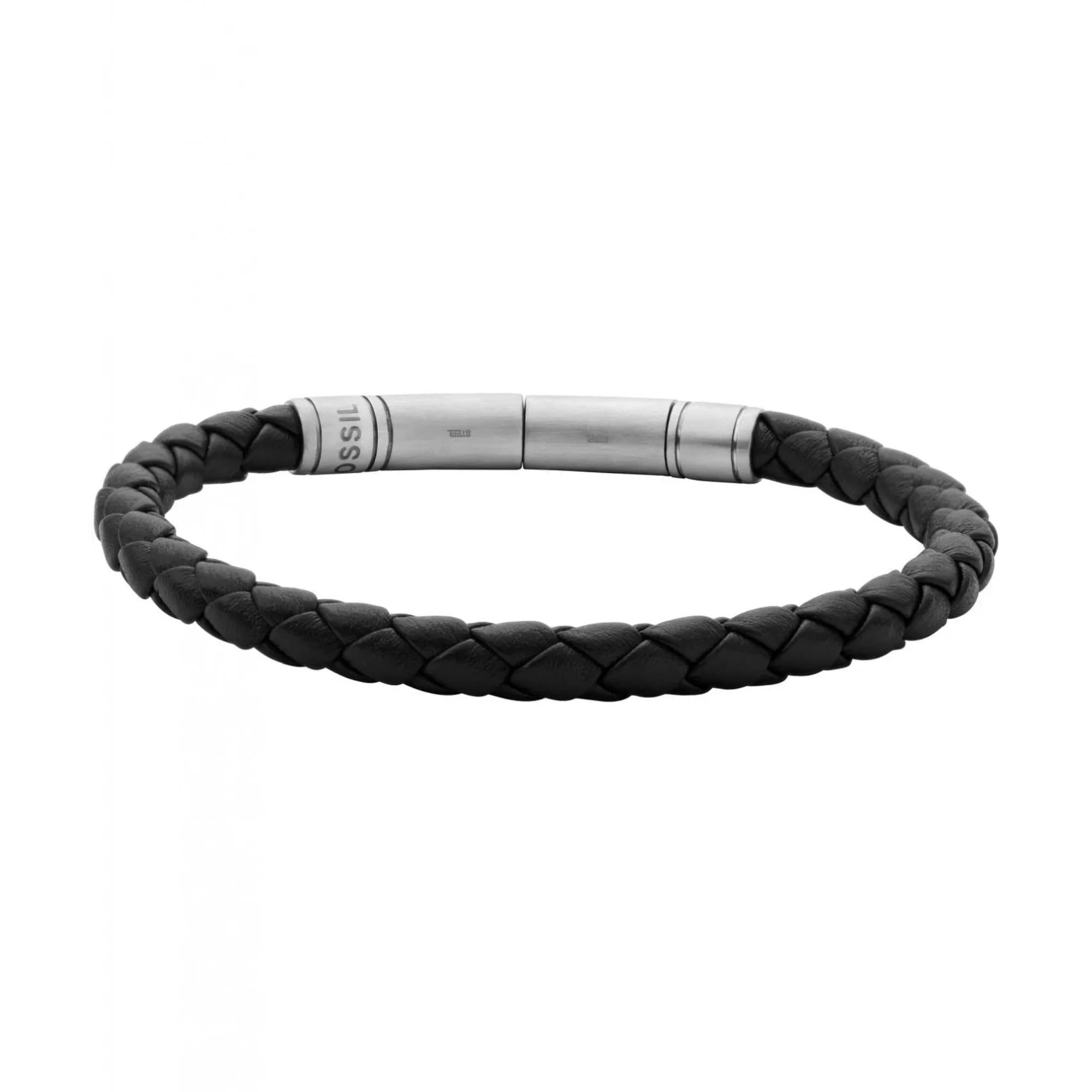 Fossil Vintage Casual Braunes Geflochtenes Lederarmband für Männer JF04089040