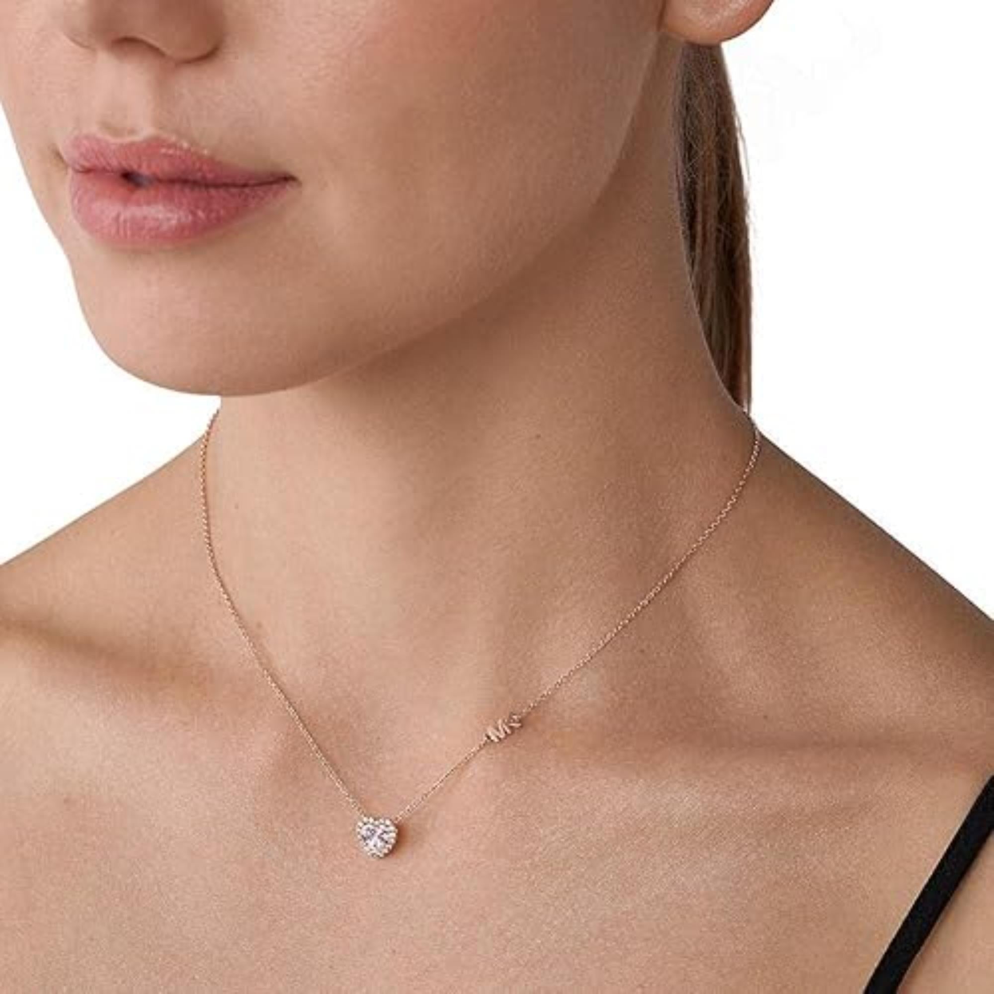 Michael Kors 14K Rose Gold-Plated Sterling Silver Heart-Cut Pendant Women's Necklace MKC1520A2791