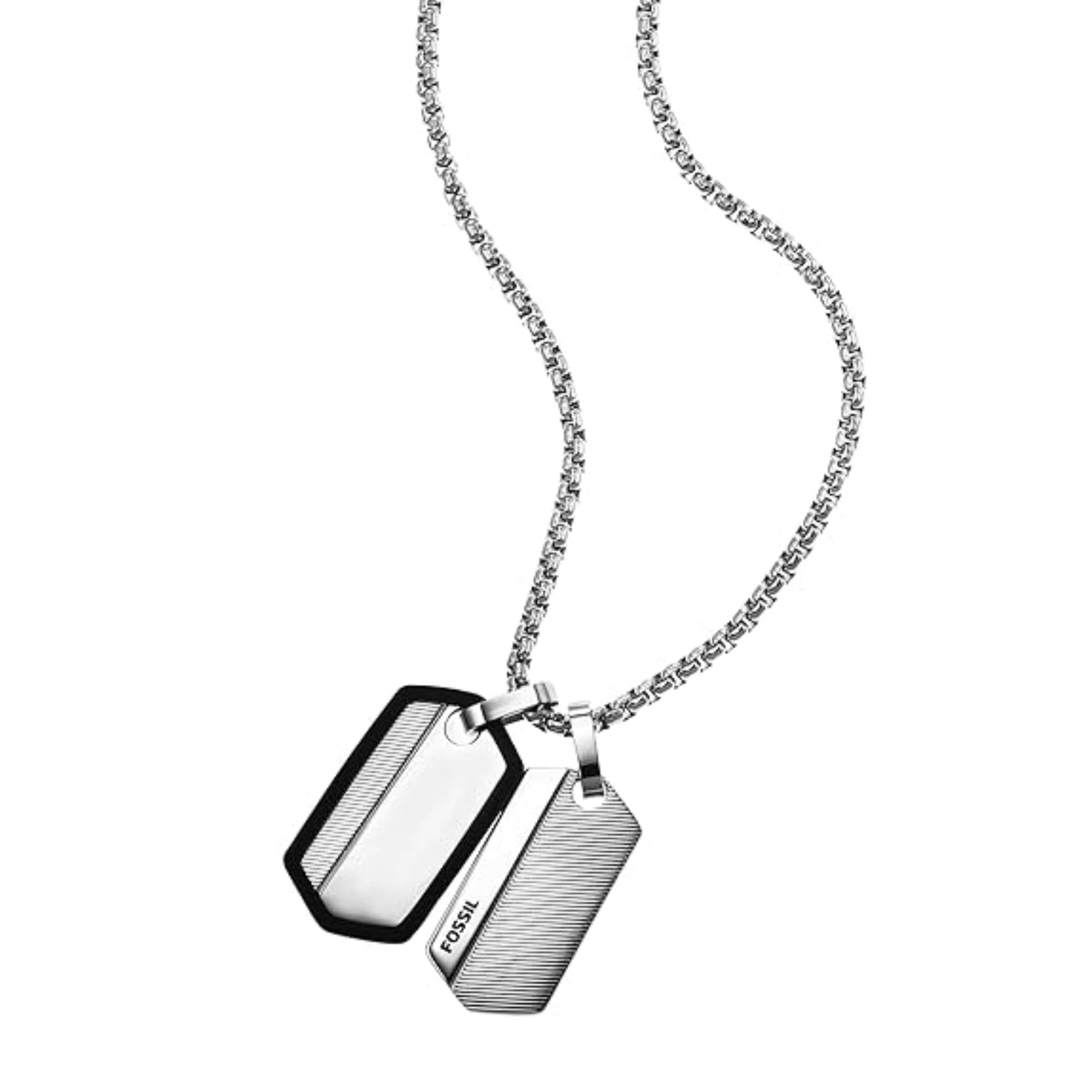 Fossil Chevron Edelstahl Dog Tag Halskette für Herren JF03996040