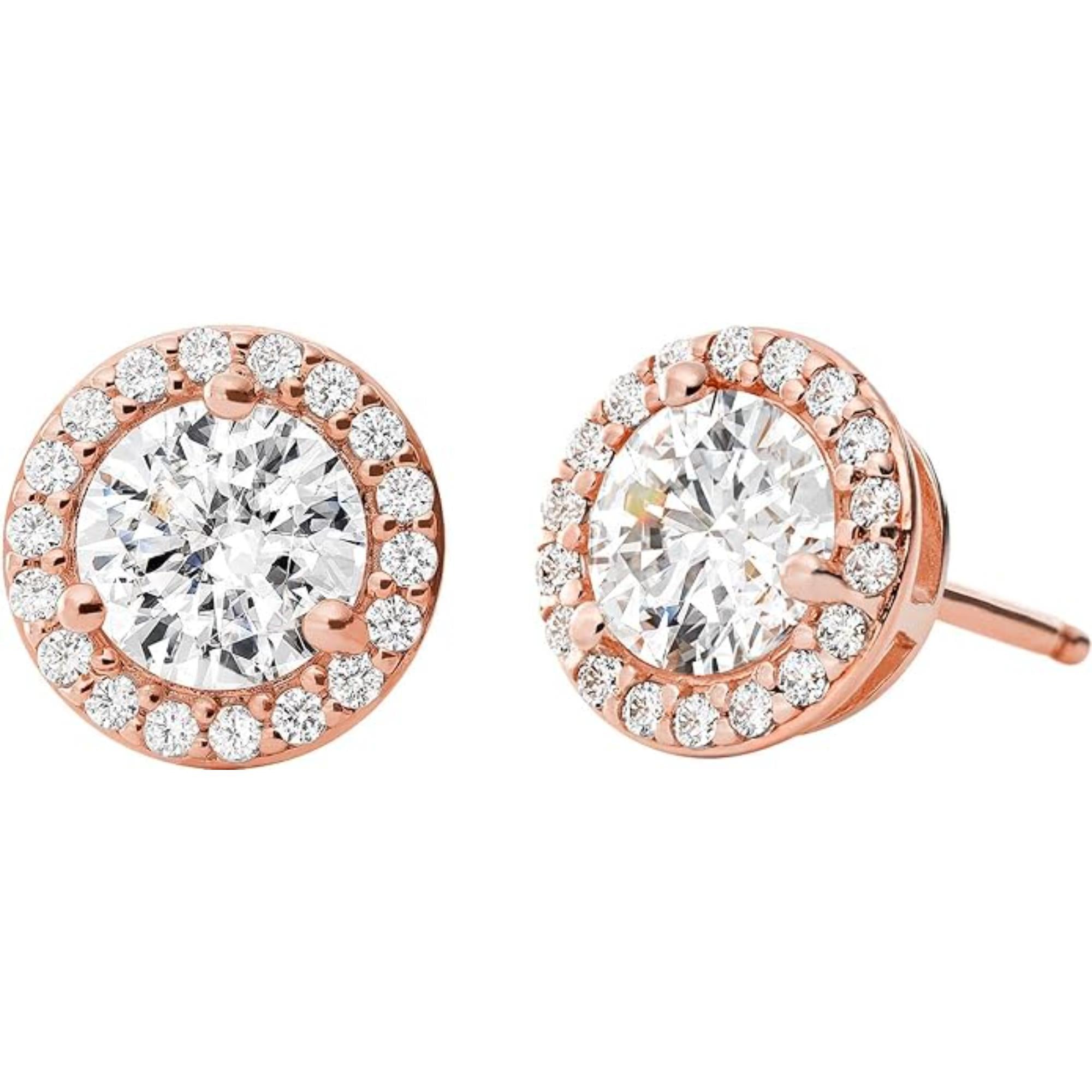 Michael Kors Damen 14k rosévergoldete Sterlingsilber Cz Halo Ohrstecker MKC1035AN791