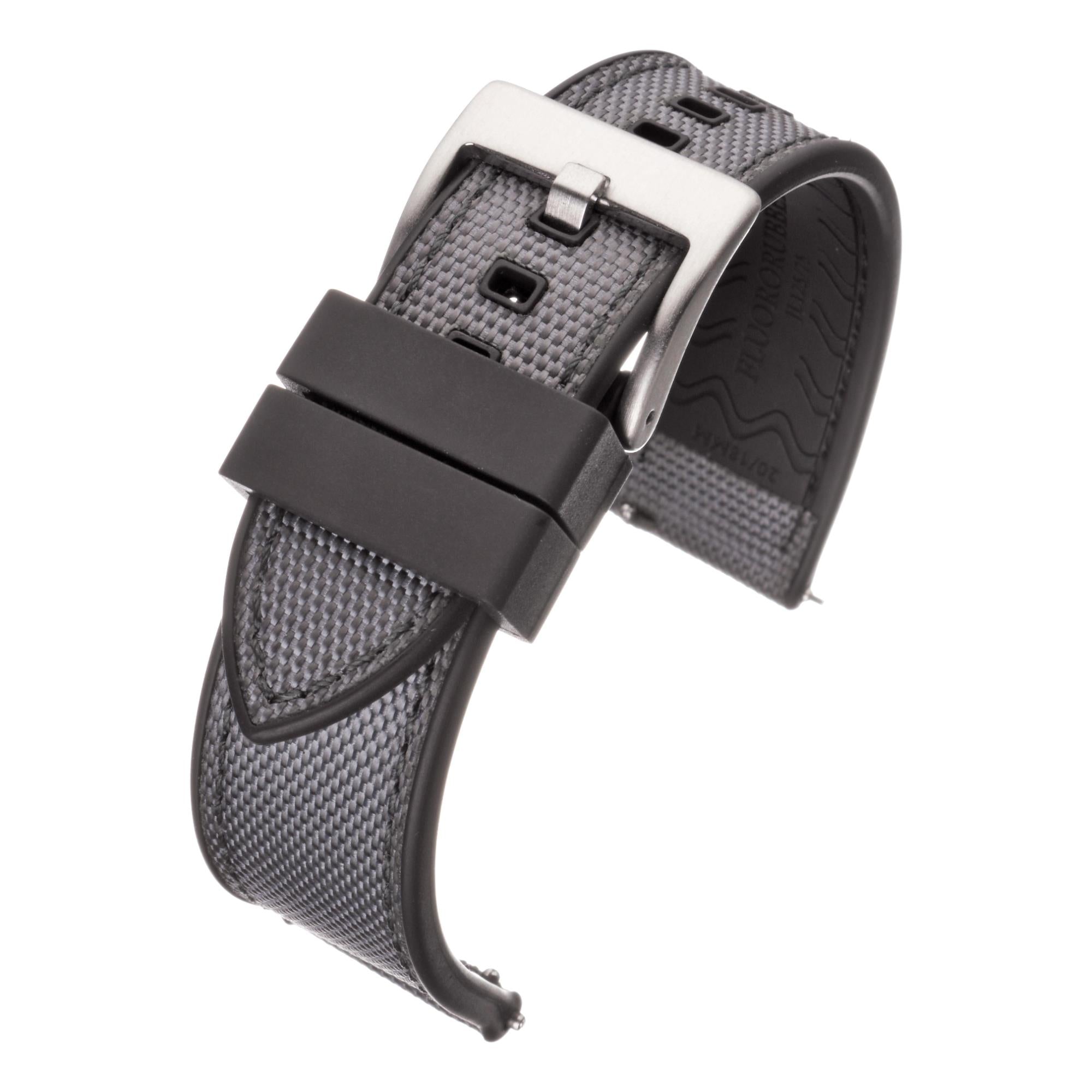 LBS Grau/Schwarz Prem Segeltuch Hybrid-Uhrenarmband WS201/20