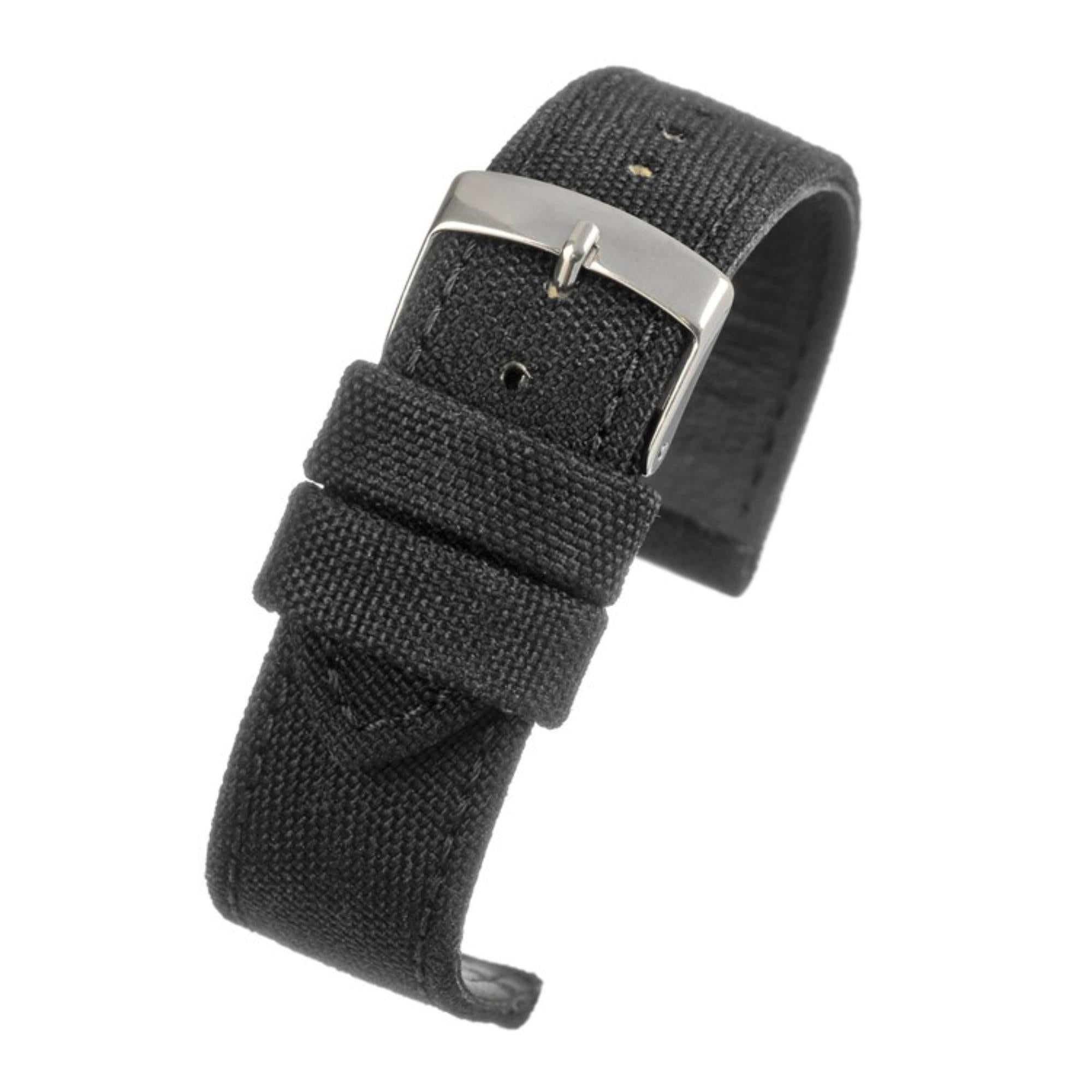 LBS Black Fabric Stitched Edge Watch Strap WH660/20