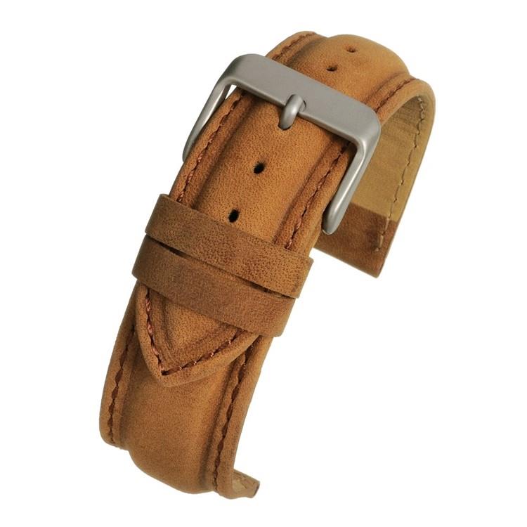LBS Mattes Tan stark gepolstertes Leder Uhrenarmband für Männer W973/20