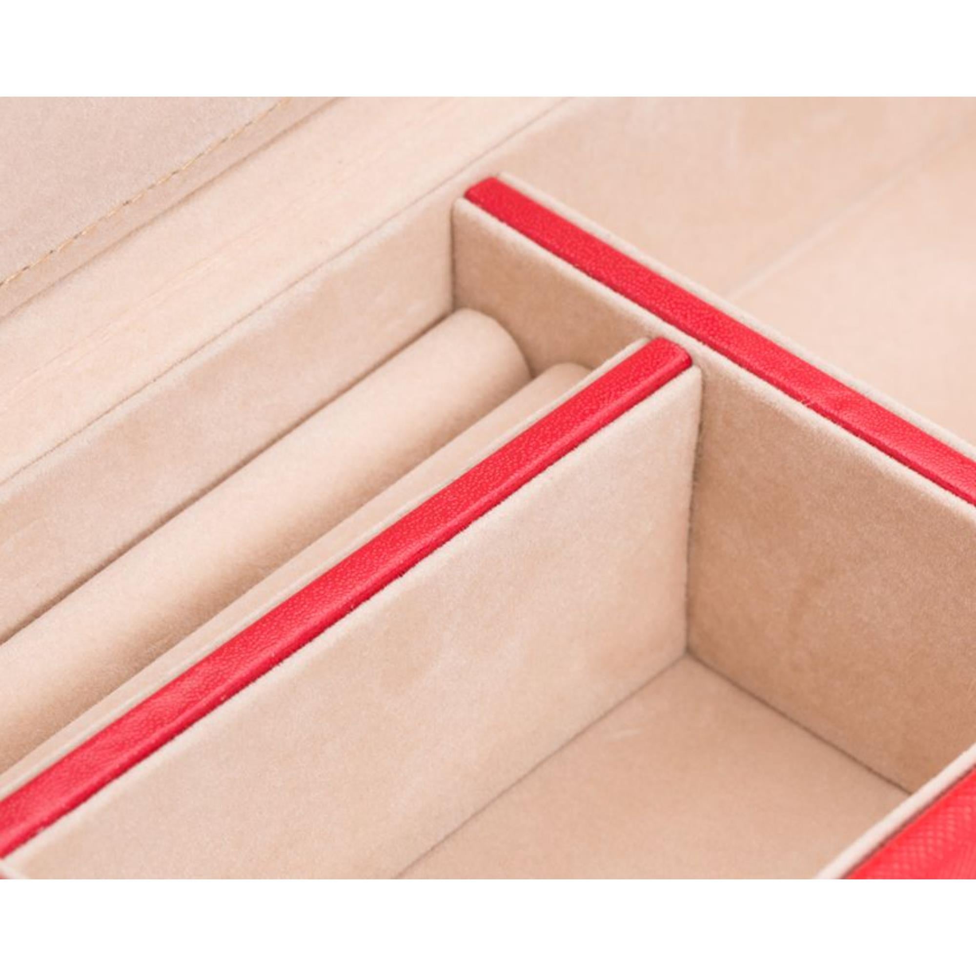 WOLF Heritage Safe Deposit –Red Saffiano Leather 280314