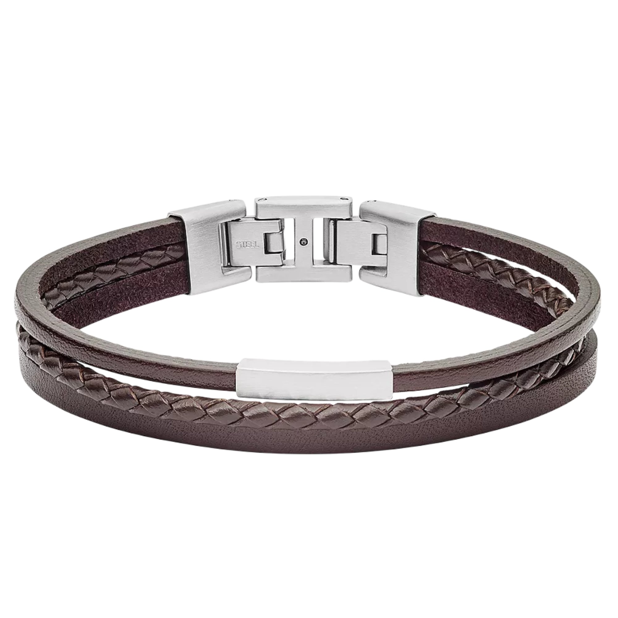 Fossil Braunes Mehrstrang Leder Herrenarmband JF03323040