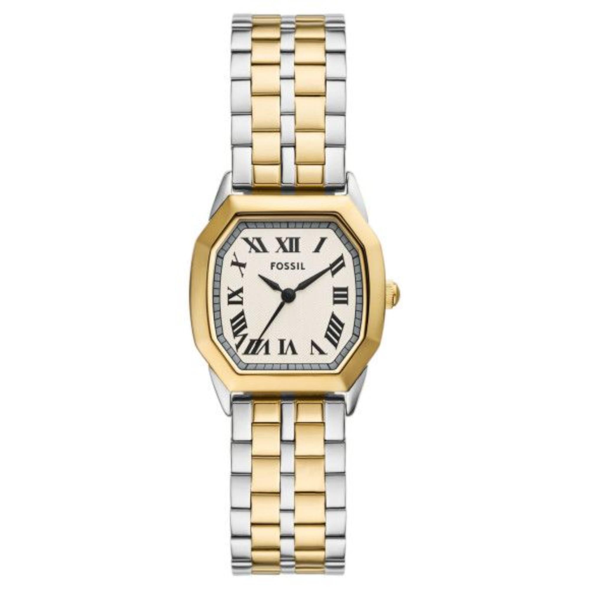 Fossil Harlow 27mm Cremiges Zifferblatt Stahl Damen Quarz Uhr ES5362