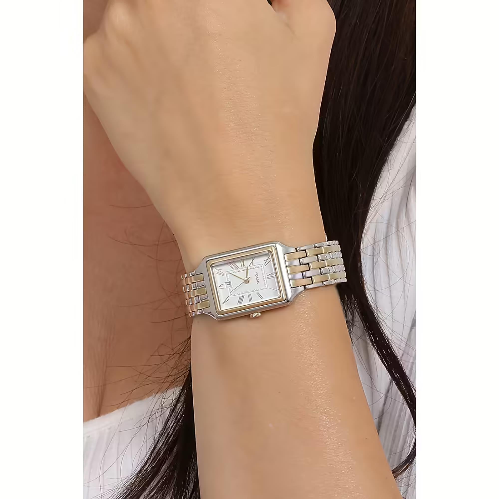 Fossil Raquel 23mm Silver Dial Steel Ladies Quartz Watch ES5368