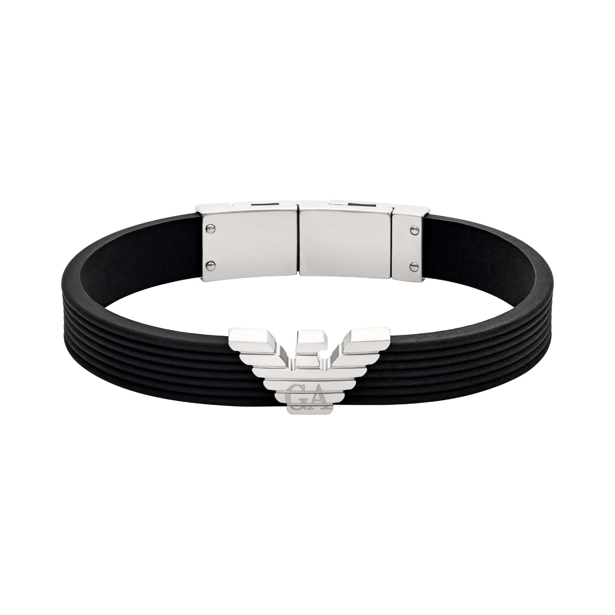 Emporio Armani Schwarzes Silikon ID Herrenarmband EGS3168040