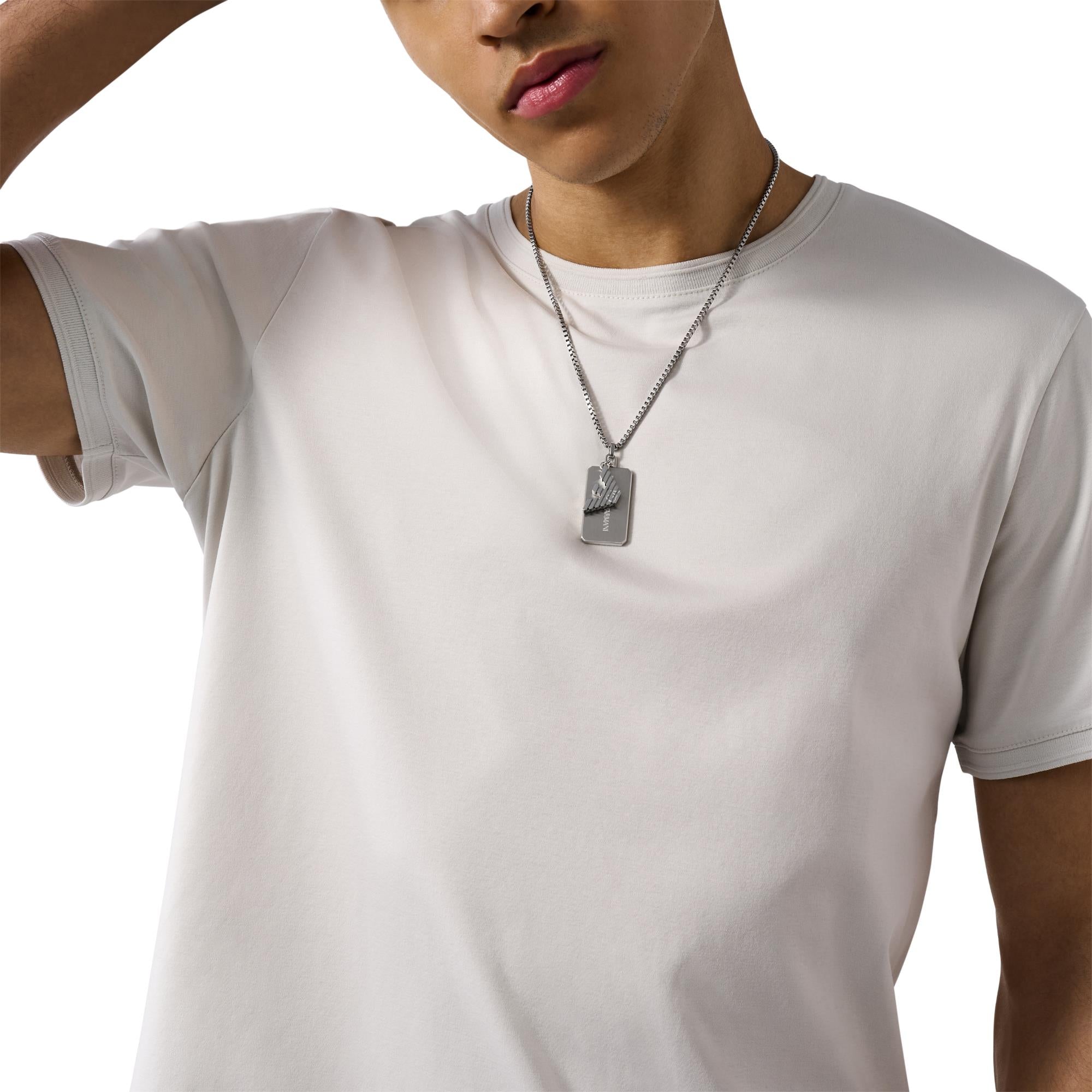Emporio Armani Edelstahl Dog Tag Herren Halskette EGS3167040