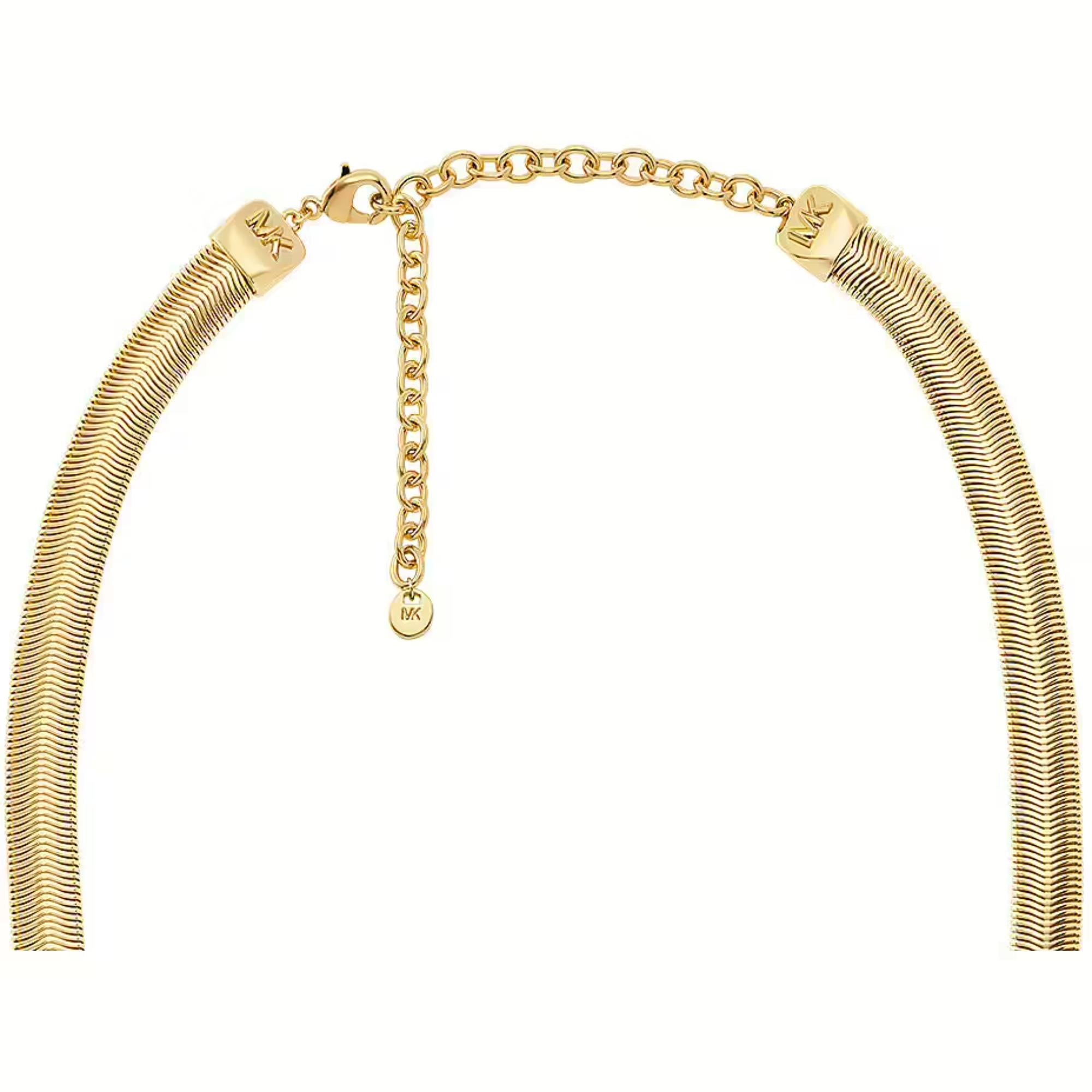 Michael Kors 14K Gold-Plated Chevron Snake Chain Ladies Necklace MKJ8486710