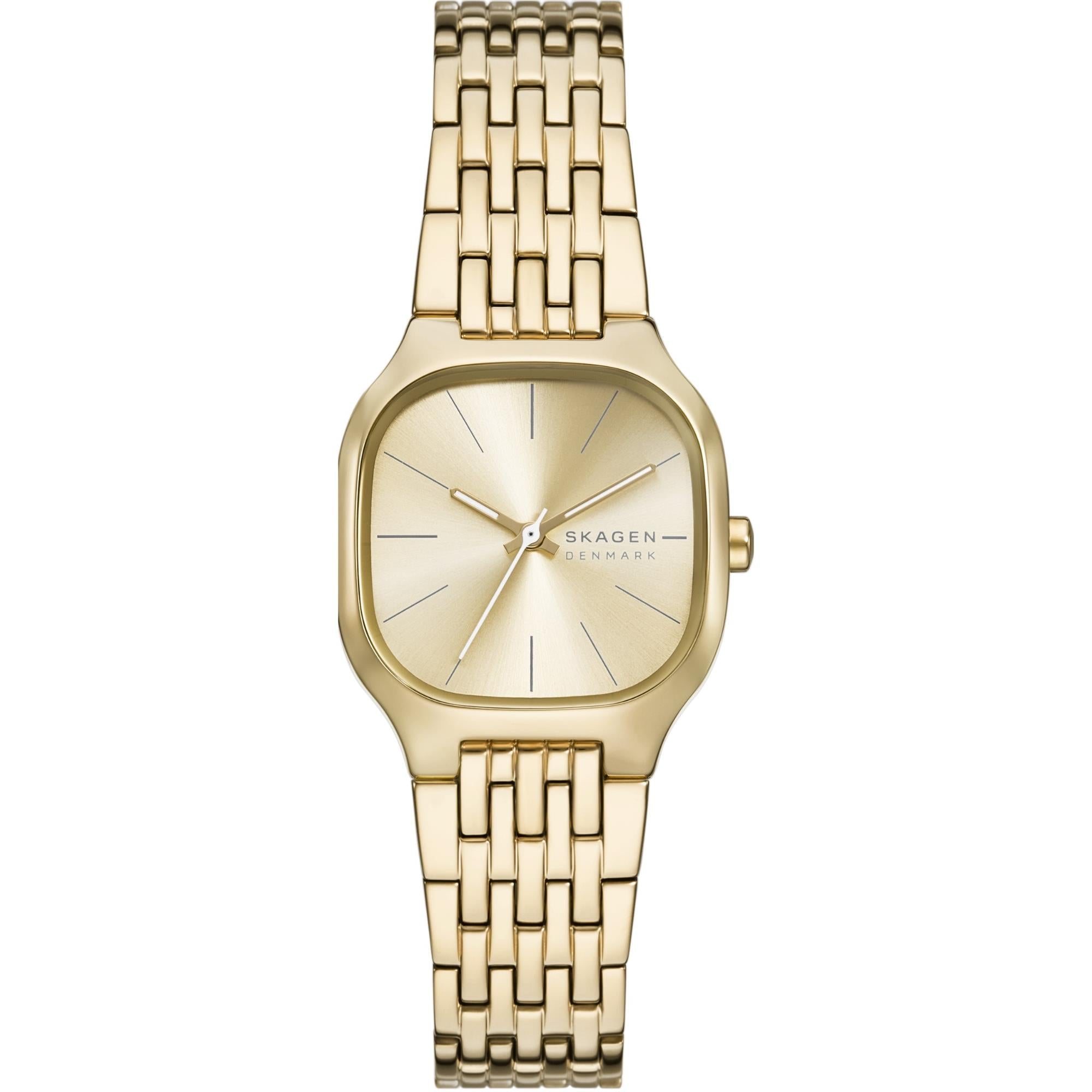 Skagen Mellem Lille Uhr mit goldenem Zifferblatt und Edelstahlarmband für Damen SKW3162