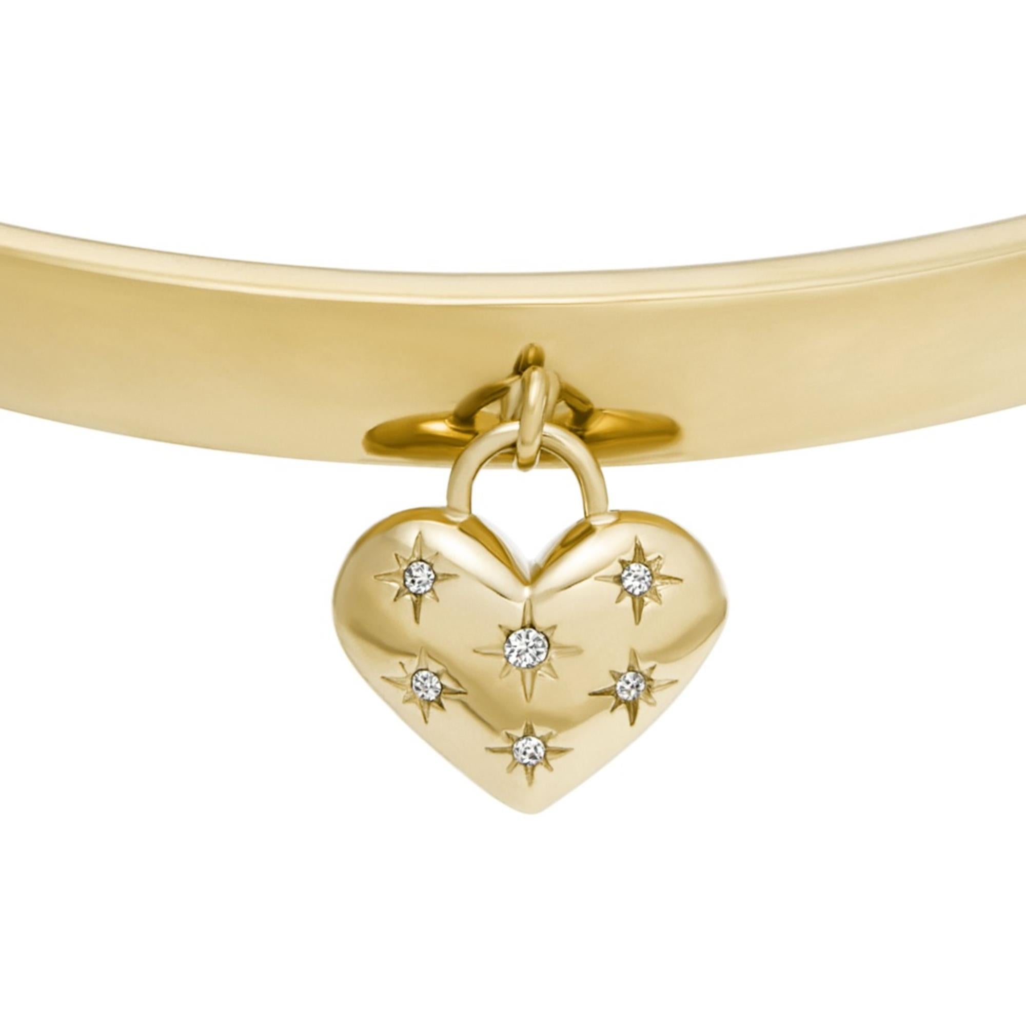 Fossil Sadie All My Love Gold-Ton Edelstahl Herz Armreif Damenarmband JF04831710