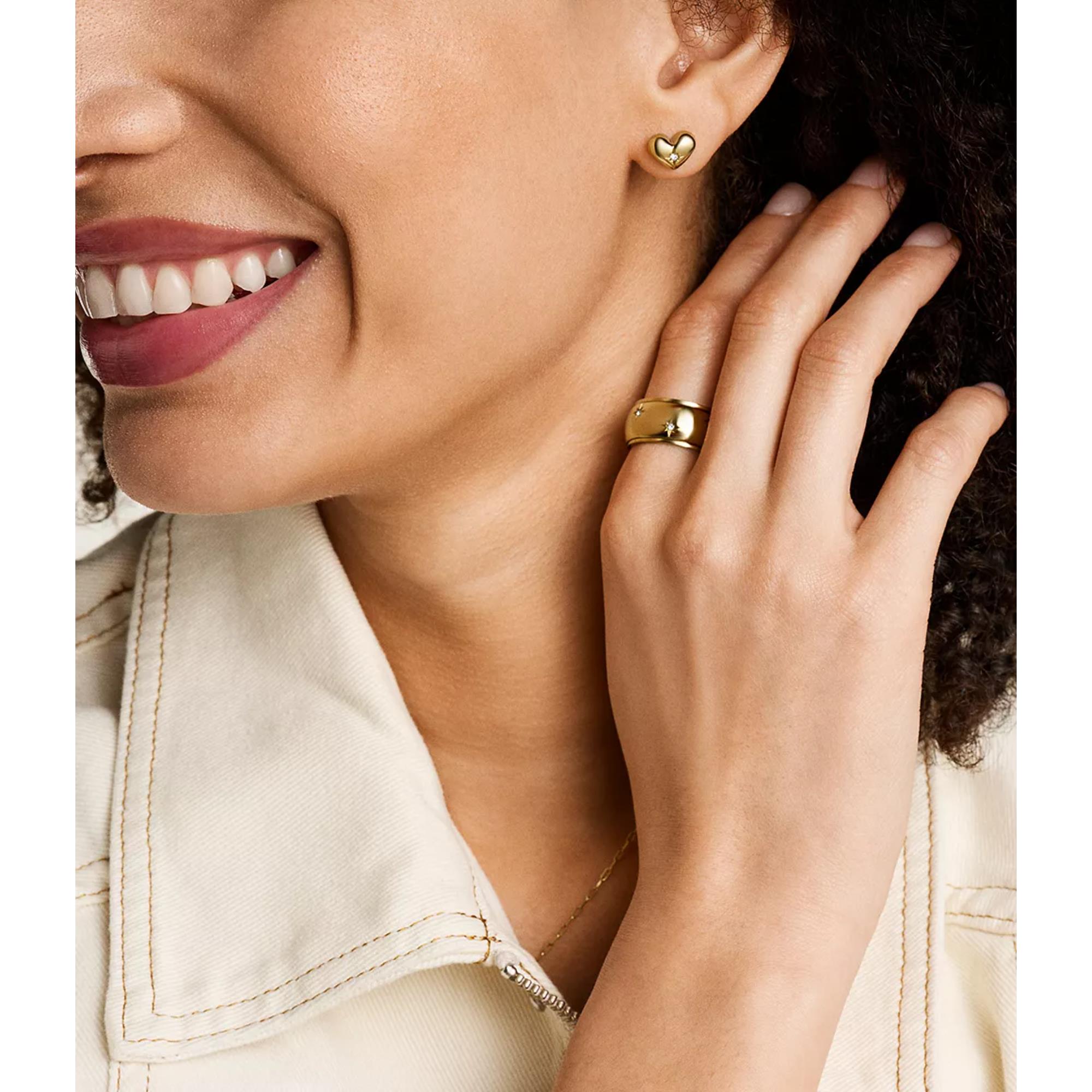Fossil Sadie All My Love Gold-Ton Edelstahl Herz Ohrstecker Damen JF04832710