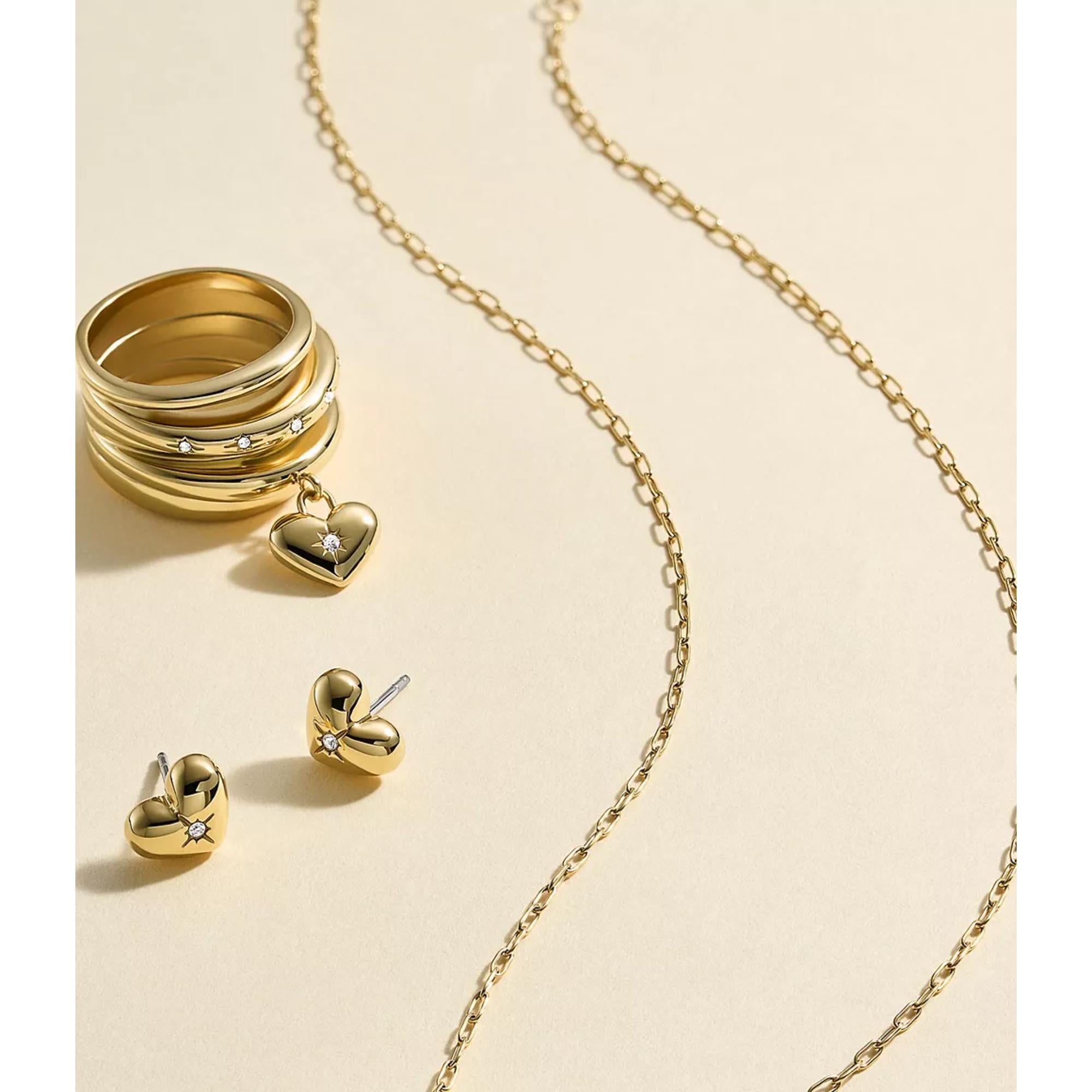 Fossil Sadie All My Love Gold-Ton Edelstahl Herz Ohrstecker Damen JF04832710