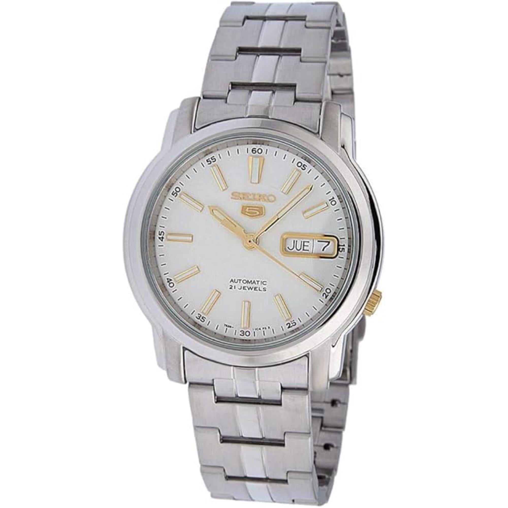 Seiko 5 Automatik Weißes Zifferblatt Edelstahlarmband Herren Uhr SNKL77K1
