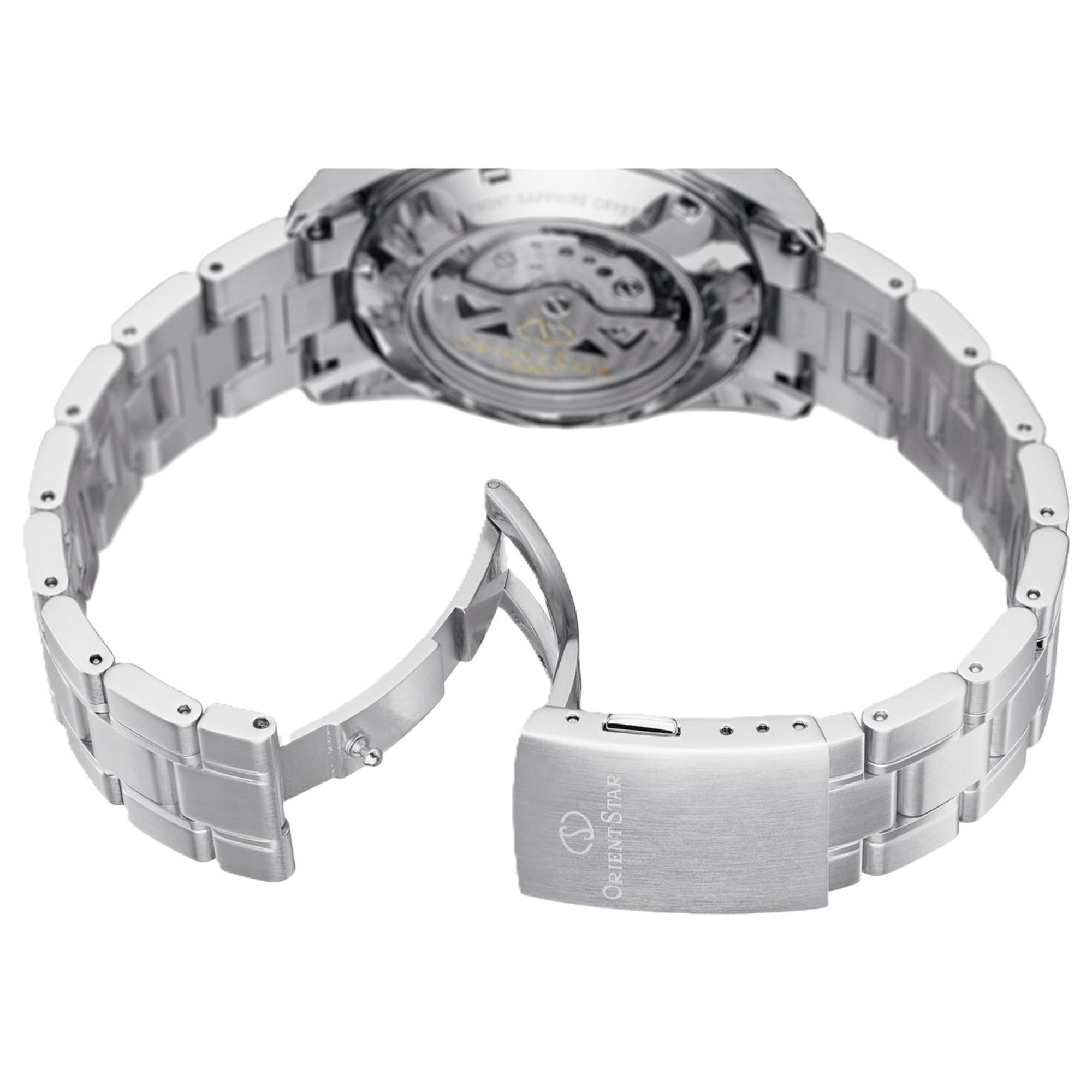 Orient Star Contemporary 39mm Gangreserve silbernes Zifferblatt Stahl Herren Automatik Uhr RE-AU0006S00B