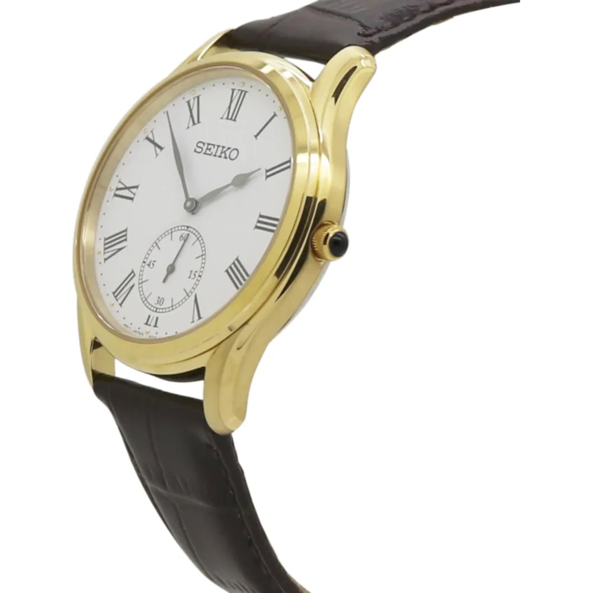 Seiko Conceptual 39mm Small Seconds White Dial Leather Mens Quartz Watch SRK050P1