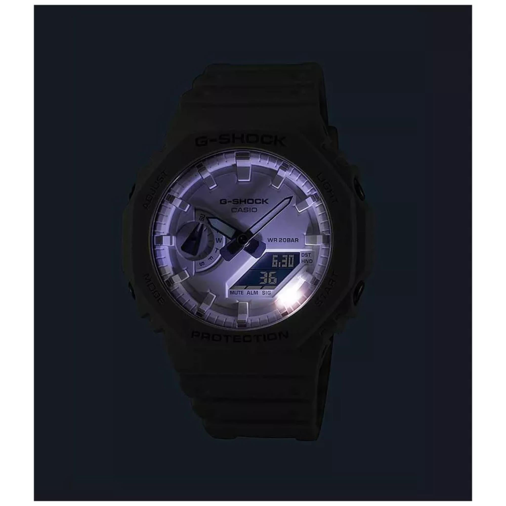 Casio G-Shock 2100 Series Analog-Digital White Dial Resin Strap Watch GA-2100-7A7ER