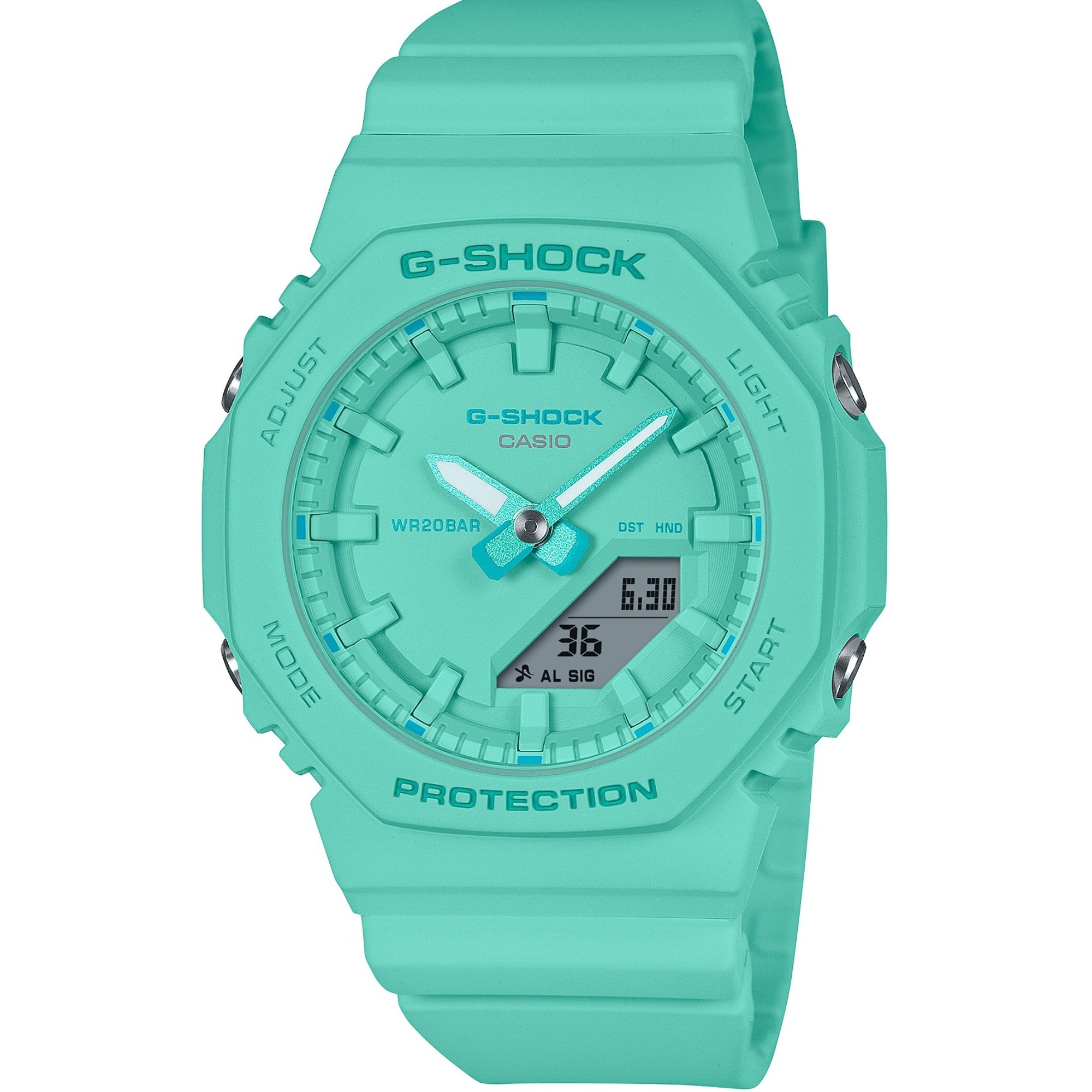 Casio G-Shock 2100 Serie Analog-Digital Türkises Kunststoffarmband Damen Uhr GMA-P2100-2AER