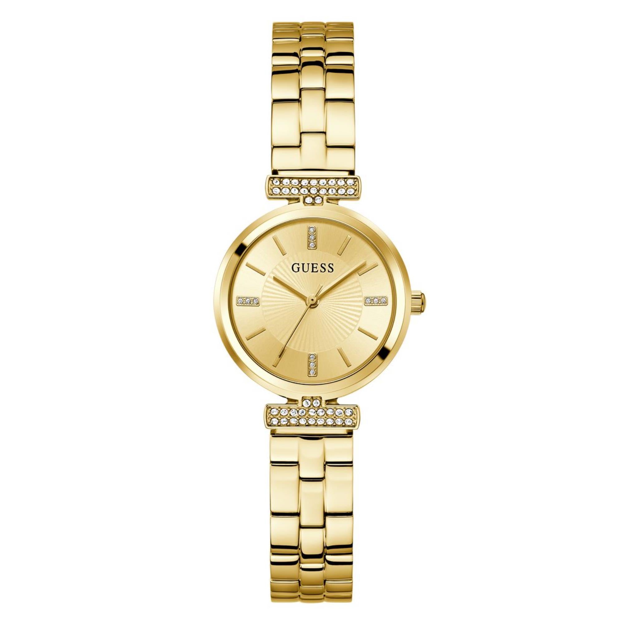 Guess Array Champagner Zifferblatt Edelstahlarmband Damen Uhr GW0762L2