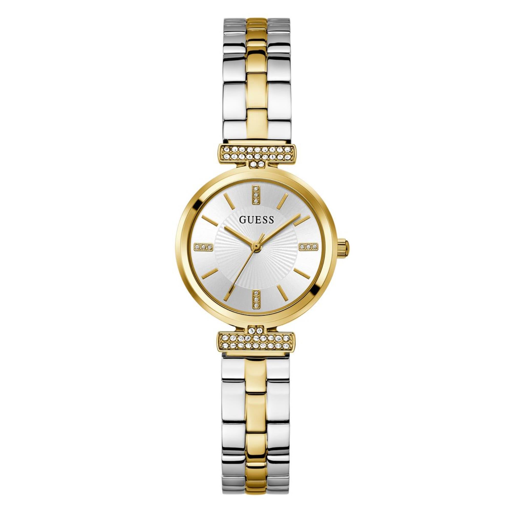 Guess Array Silbernes Zifferblatt Edelstahlarmband Damen Uhr GW0762L5