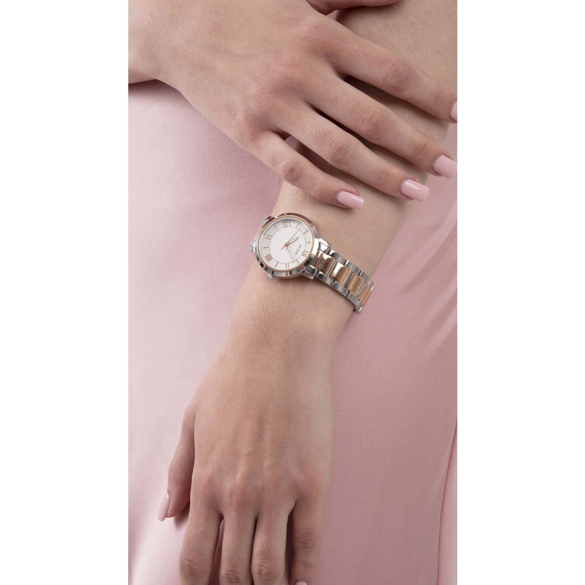 Guess Dawn Weißes Zifferblatt Edelstahlarmband Damen Uhr GW0404L3