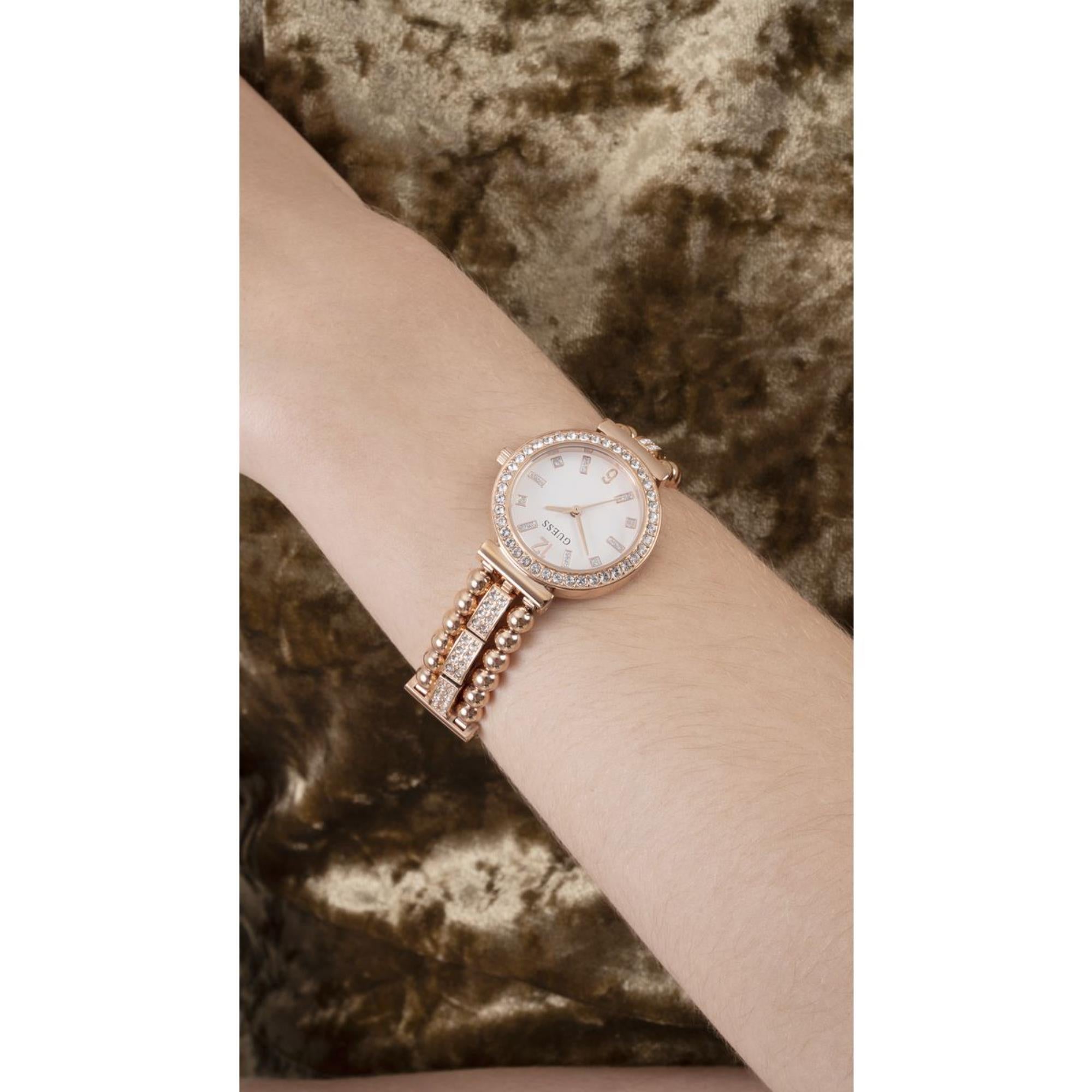 Guess Gala Weißes Zifferblatt Edelstahlarmband Damen Uhr GW0401L3