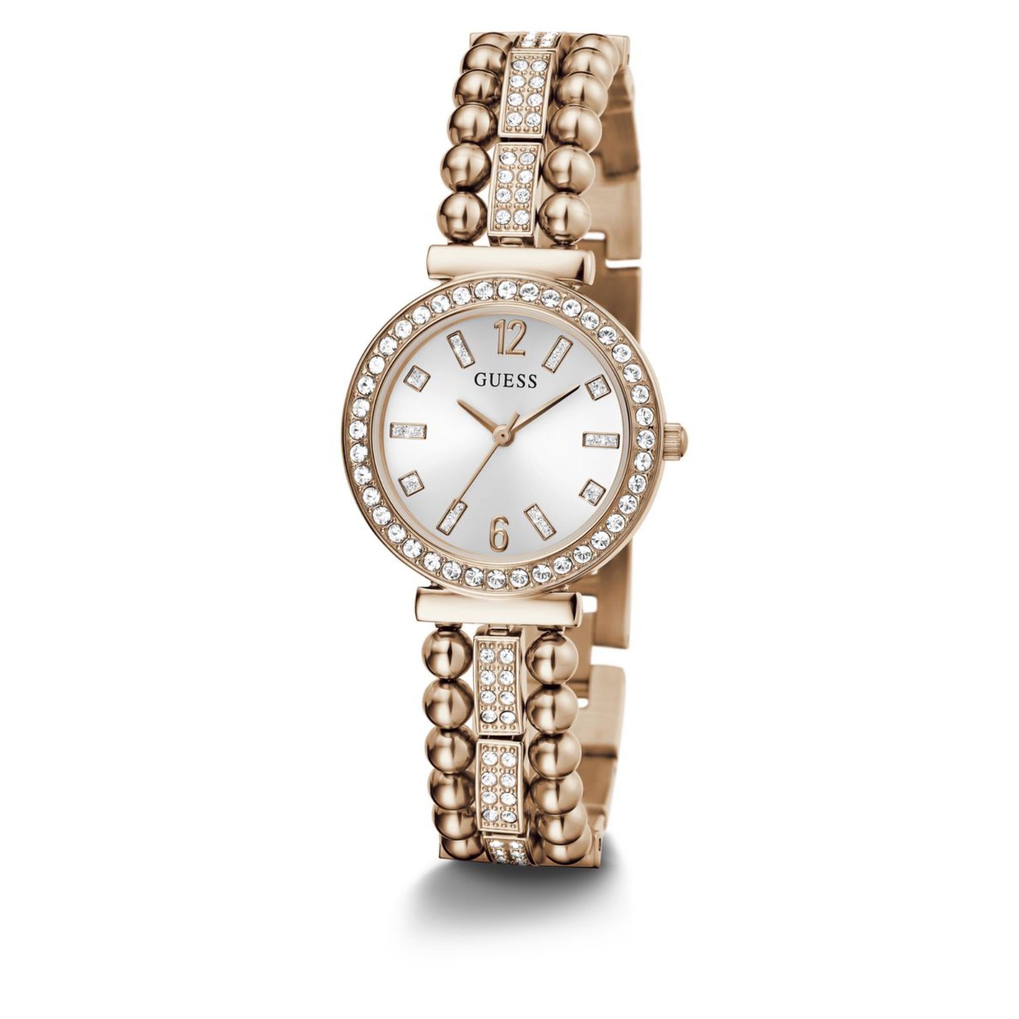 Guess Gala Weißes Zifferblatt Edelstahlarmband Damen Uhr GW0401L3