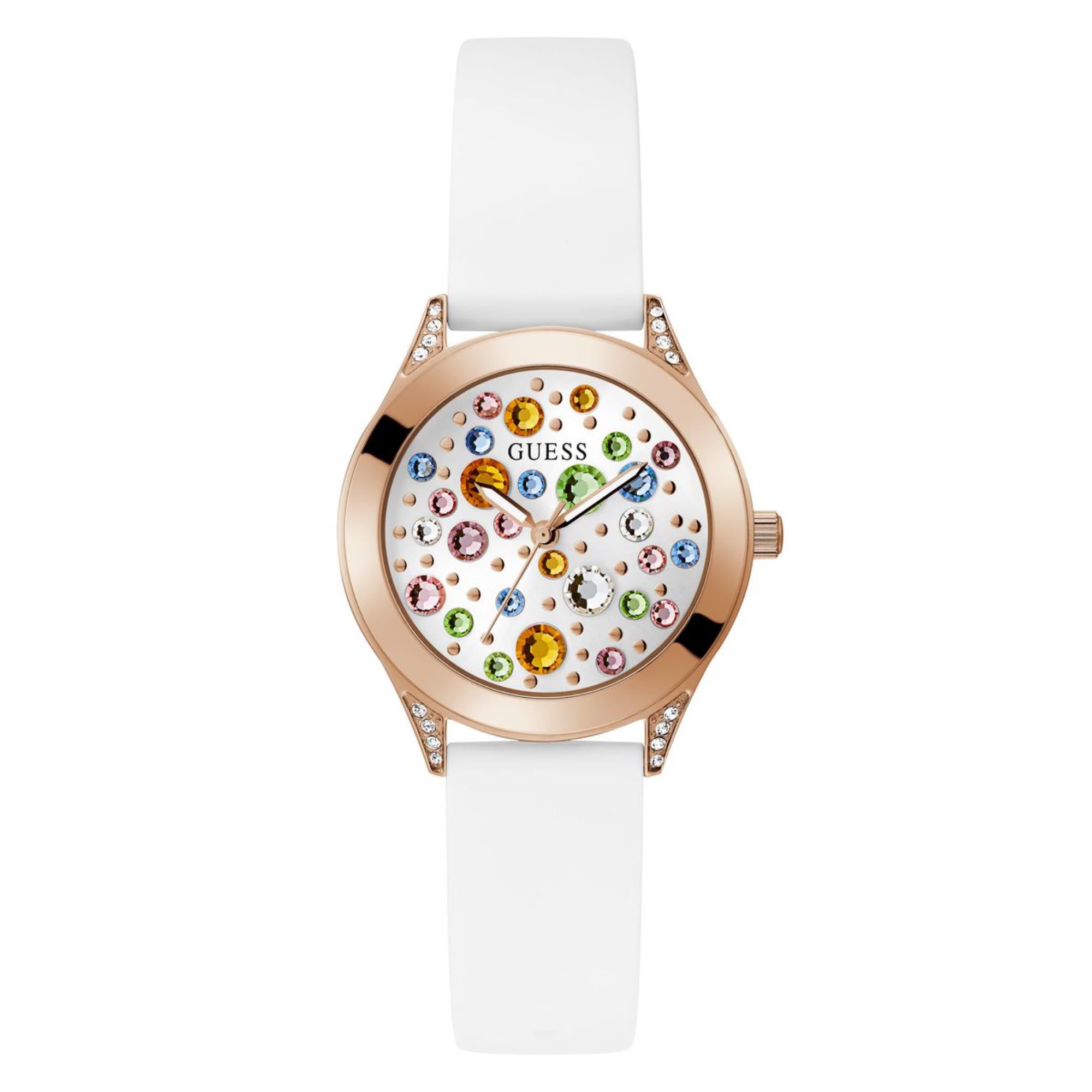 Guess Mini Wonderlust Weißes Zifferblatt Silikonarmband Damen Uhr GW0678L4