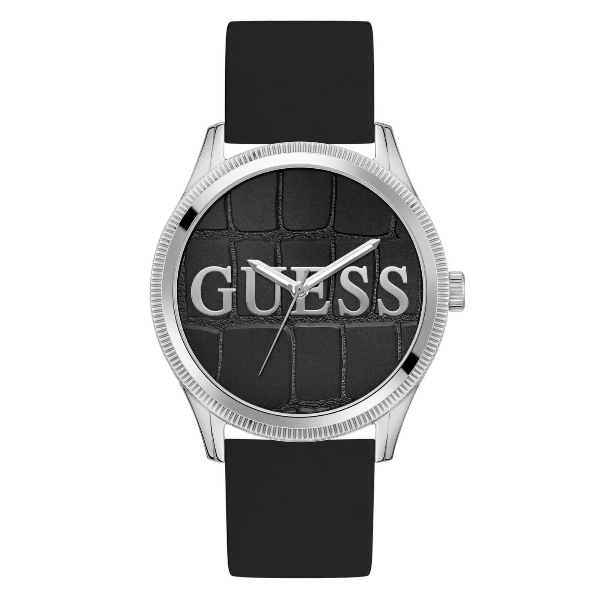 Guess Reputation schwarzes Zifferblatt Silikonarmband Uhr GW0887G1