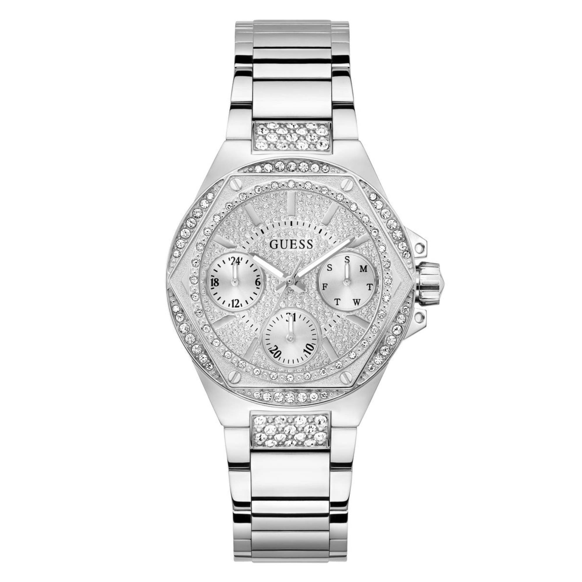 Guess Envy silbernes Zifferblatt Edelstahlarmband Damen Uhr GW0878L1