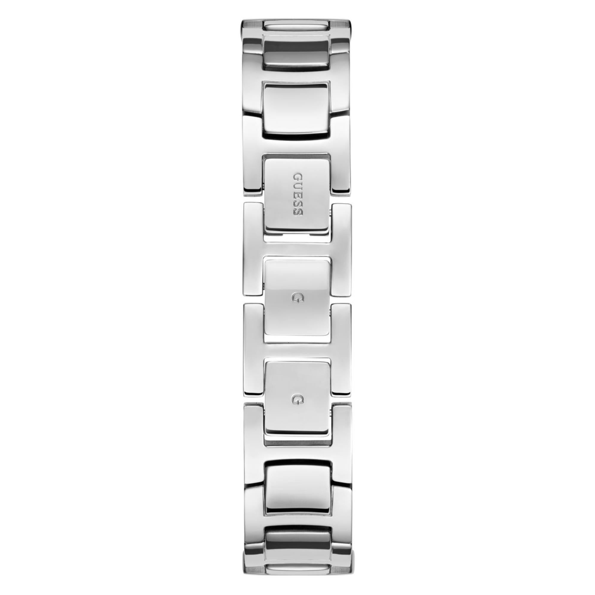 Guess Ribbon silbernes Zifferblatt Edelstahlarmband Damen Uhr GW0838L1