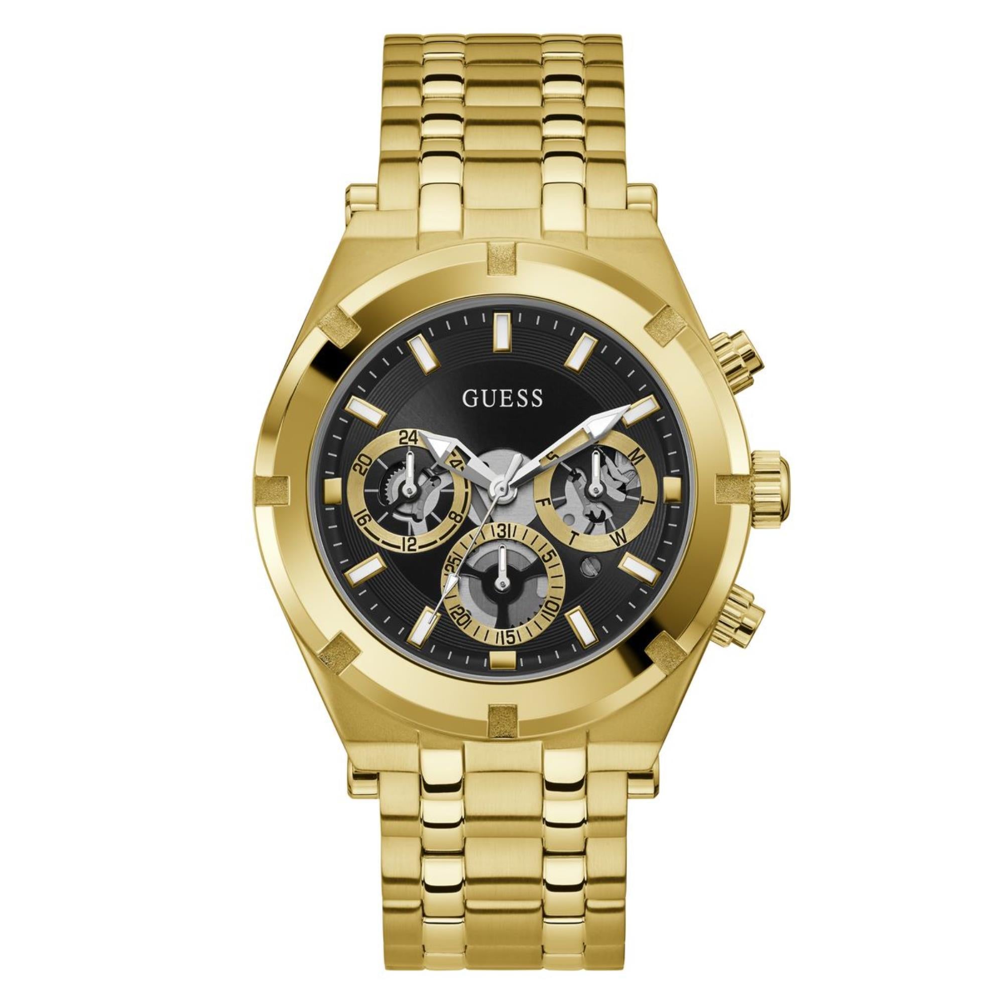 Guess Continental Black Dial Stainless Steel Strap Men's Watch GW0260G2