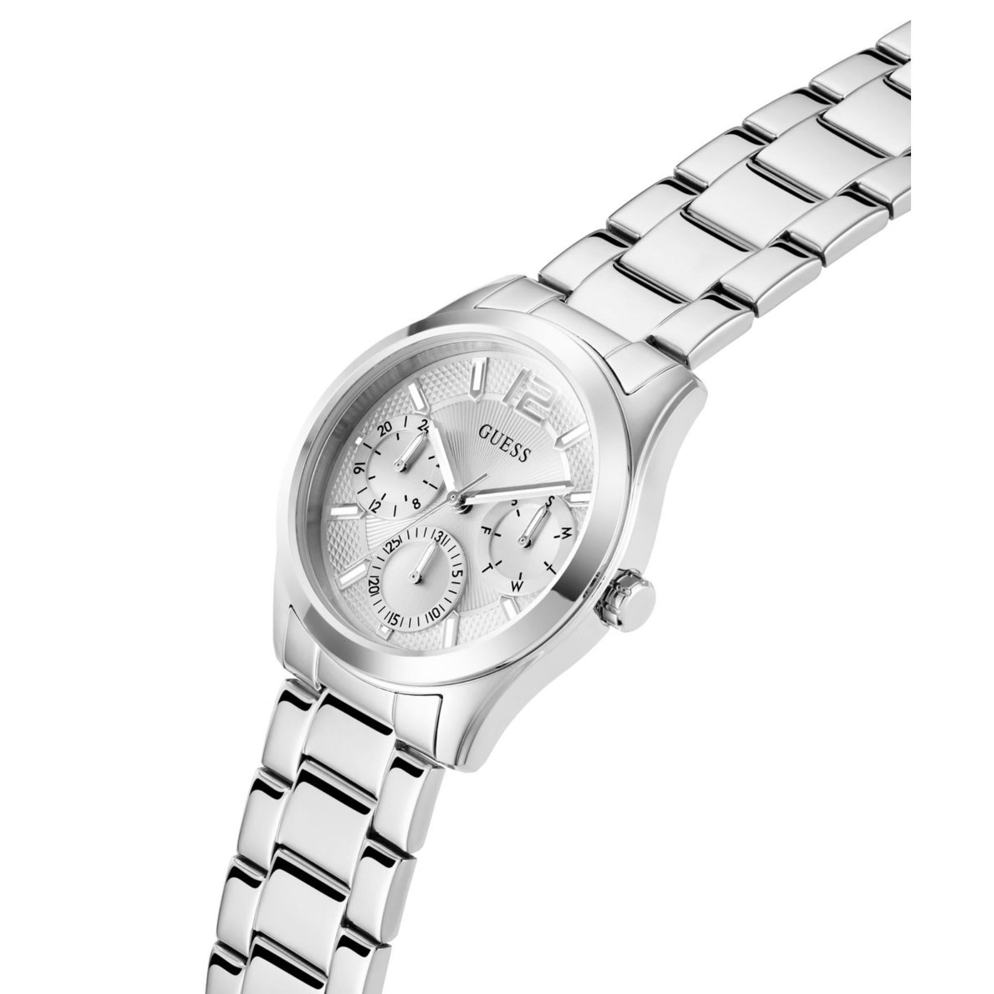Guess Zoe Silber Zifferblatt Edelstahlarmband Damenuhr GW0760L1