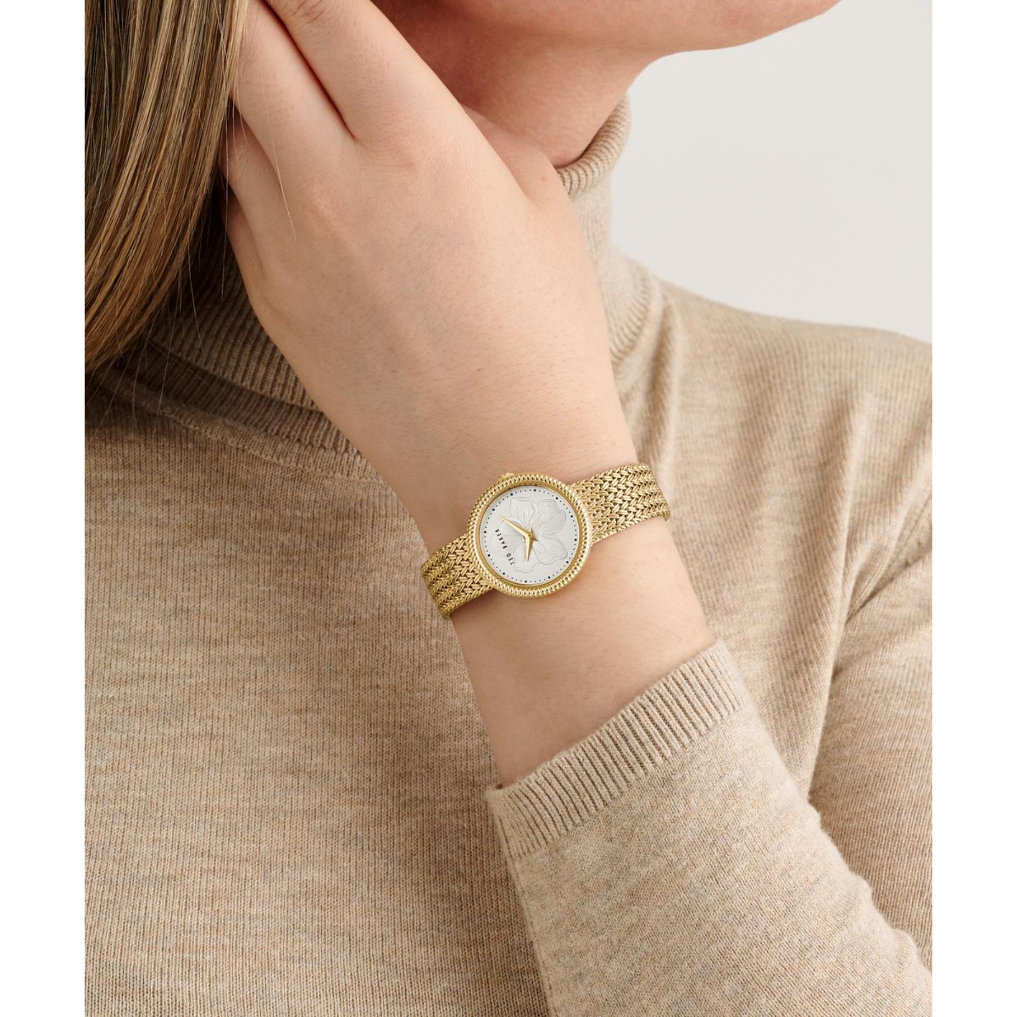 Ted Baker Emily Silbernes Zifferblatt Milanese Mesh Armband Damen Uhr BKPEMF302