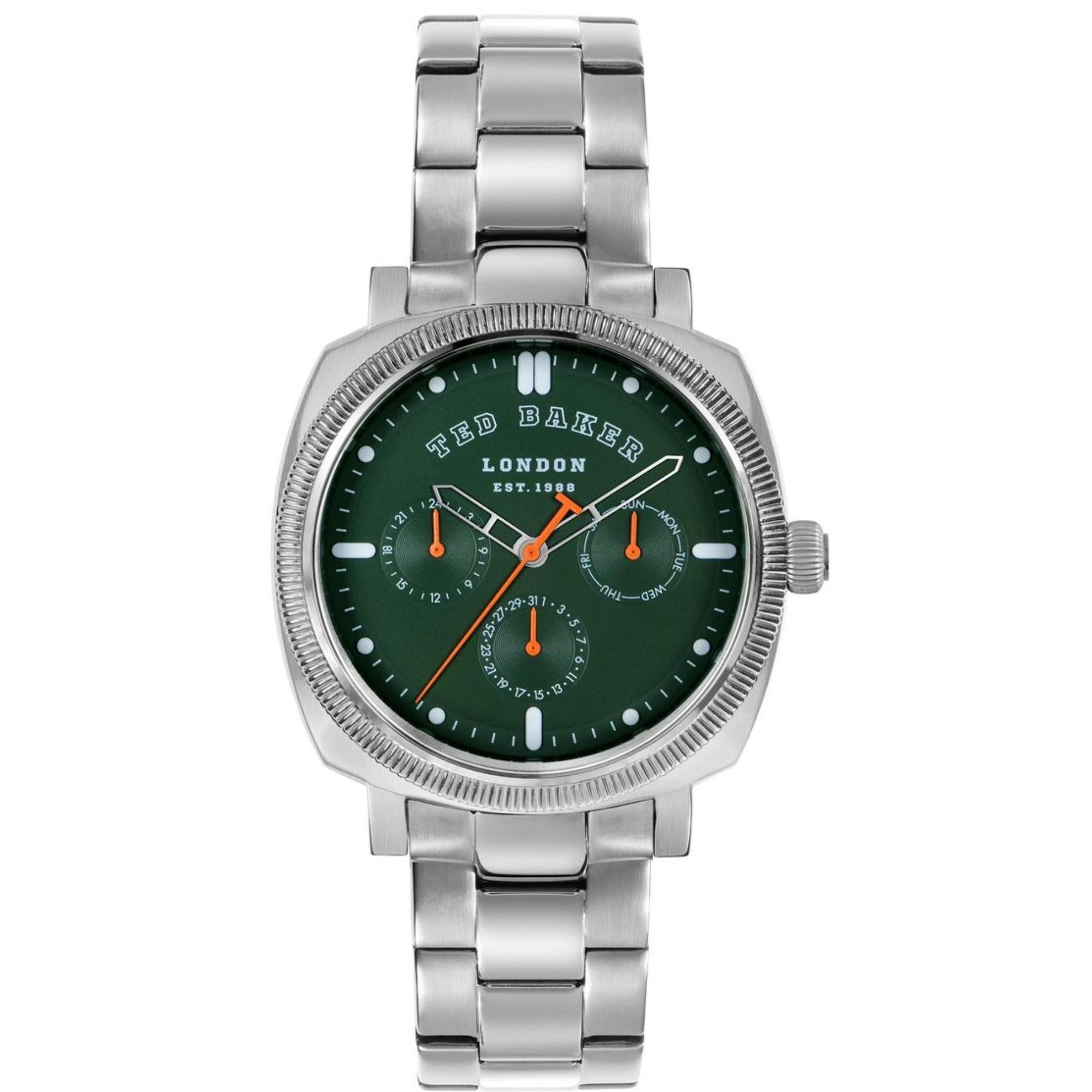 Ted Baker Caine Urban Grünes Zifferblatt Edelstahlarmband Herren Uhr BKPCNS314