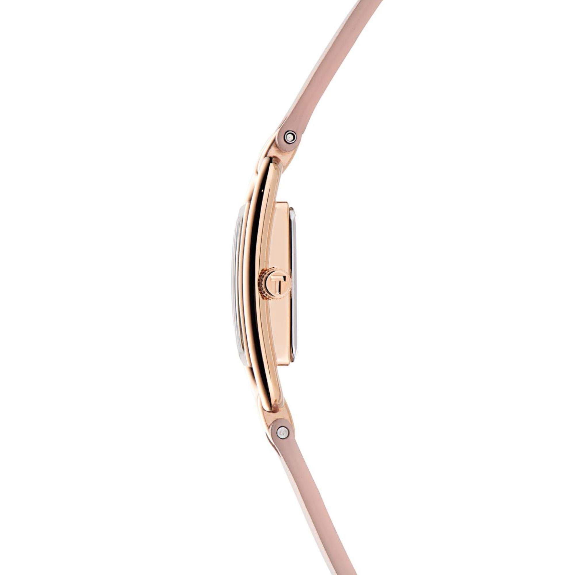 Ted Baker Tessye Roségoldenes Zifferblatt Pinkes Lederarmband Damen Uhr BKPTTS402