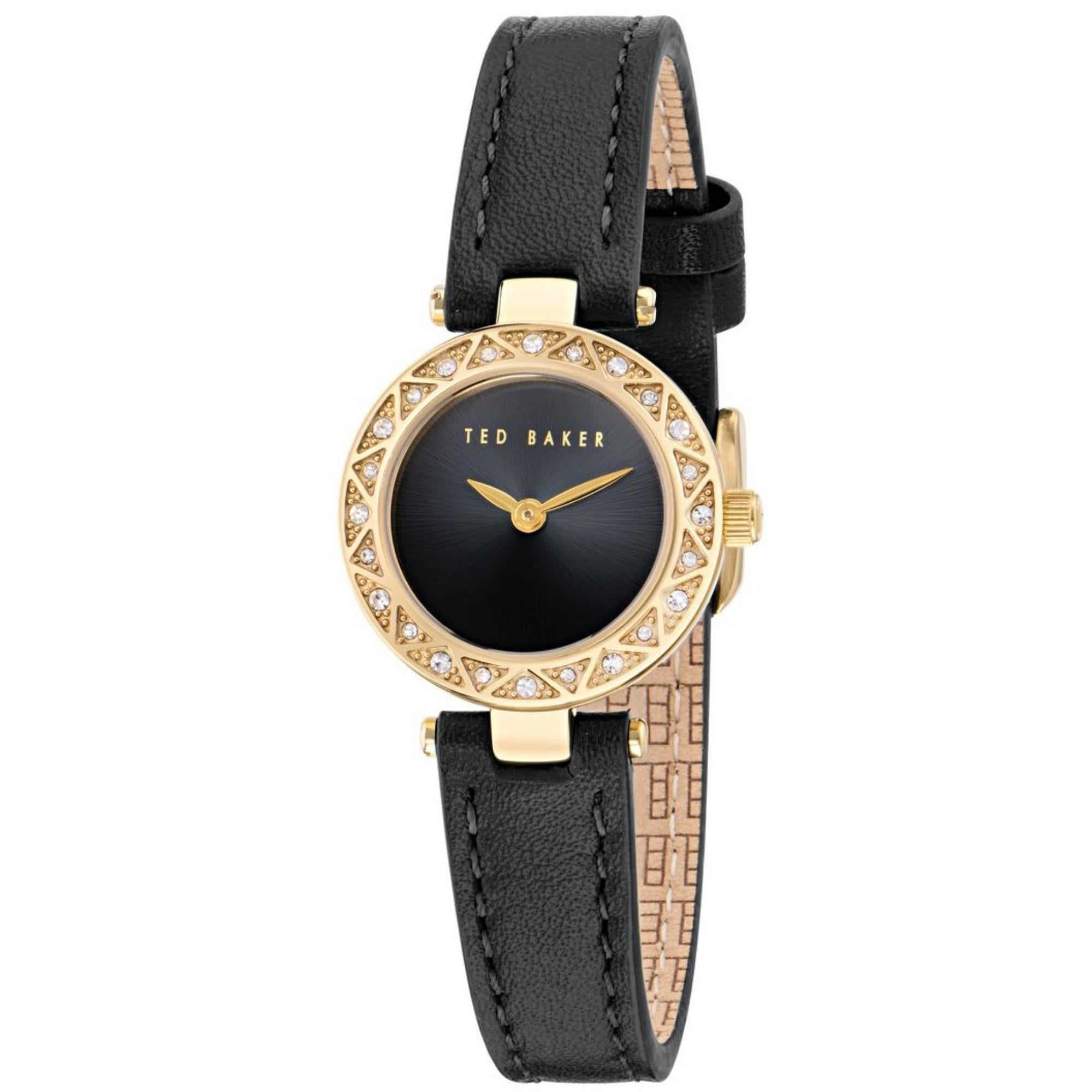 Ted Baker Jolyye Schwarzes Zifferblatt Schwarzes Lederarmband Damen Uhr BKPJLS502