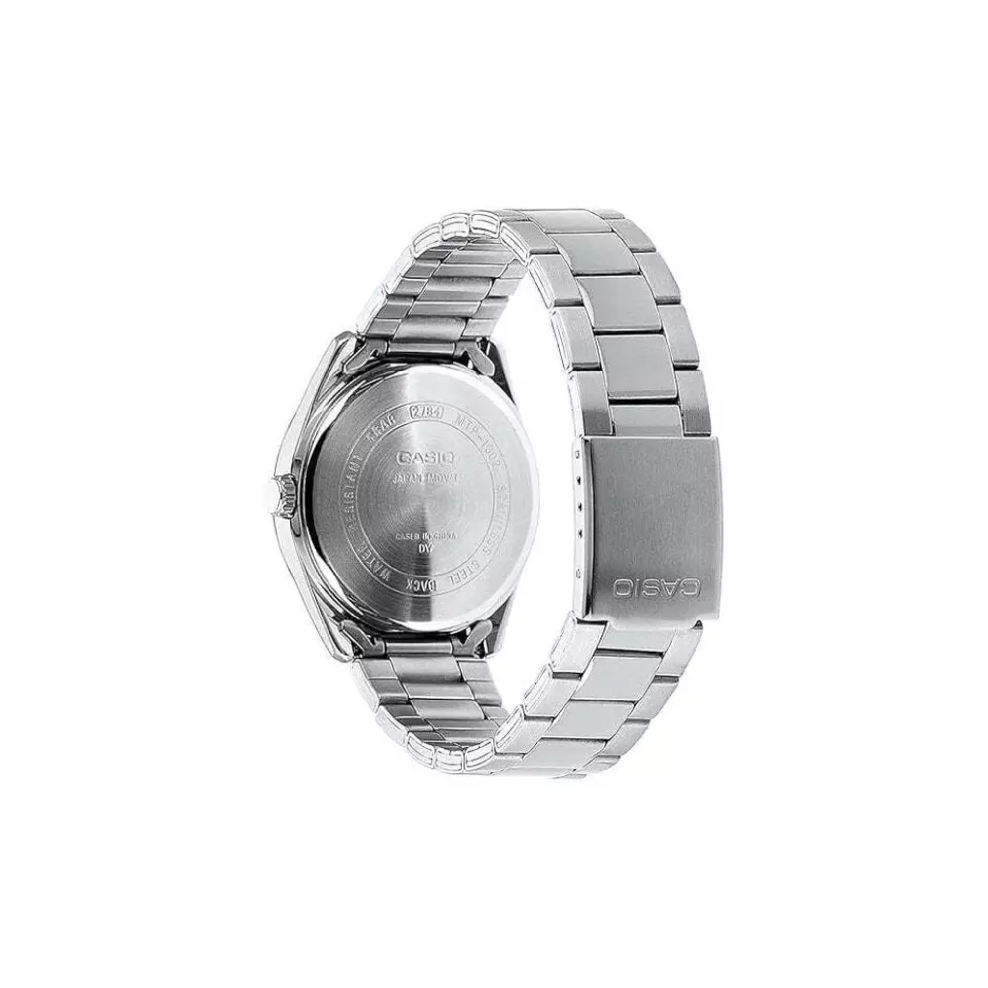 Casio MTP Serie Analog Rotes Zifferblatt Edelstahlarmband Herren Uhr MTP-1302PD-4AVEF