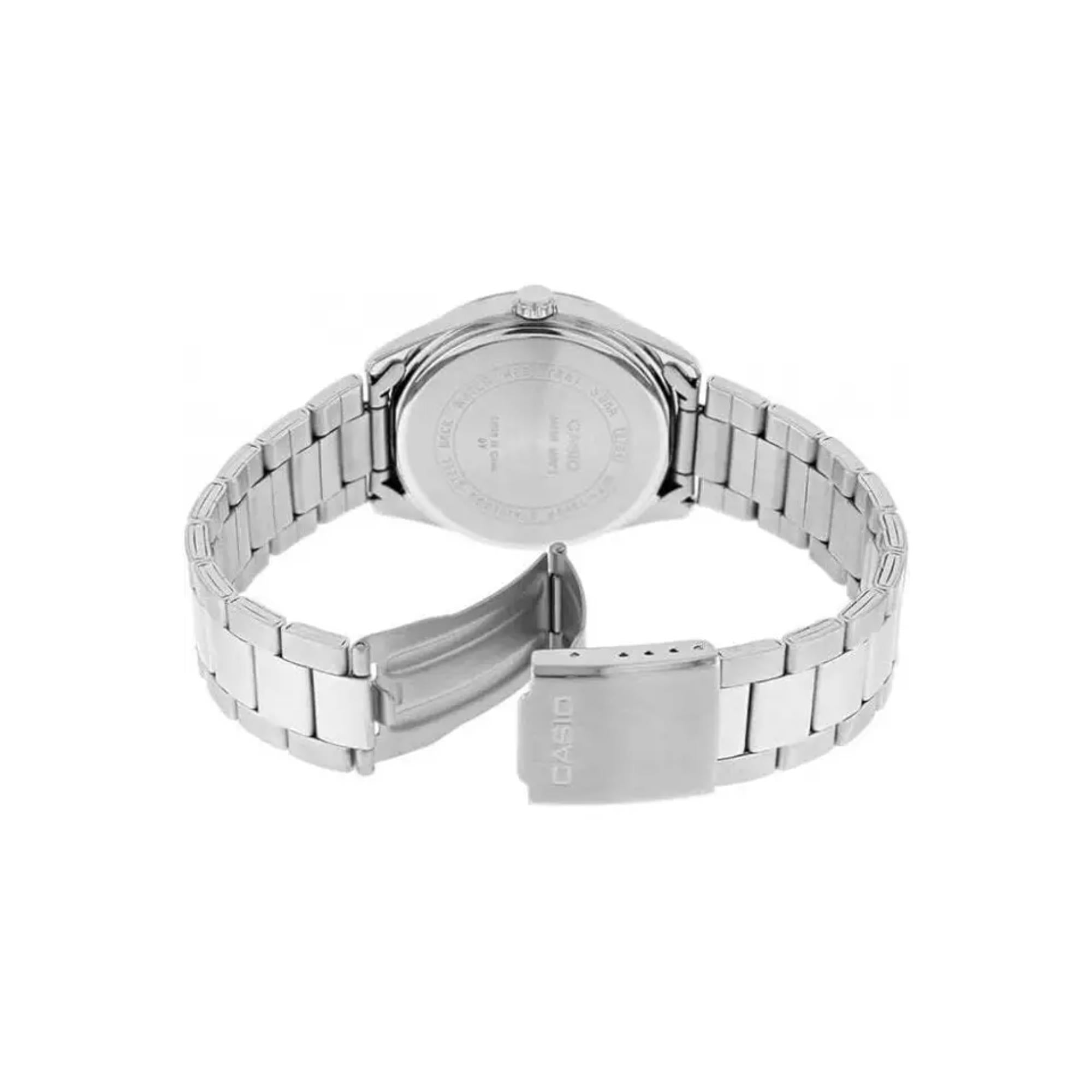 Casio MTP Serie Analog Rotes Zifferblatt Edelstahlarmband Herren Uhr MTP-1302PD-4AVEF
