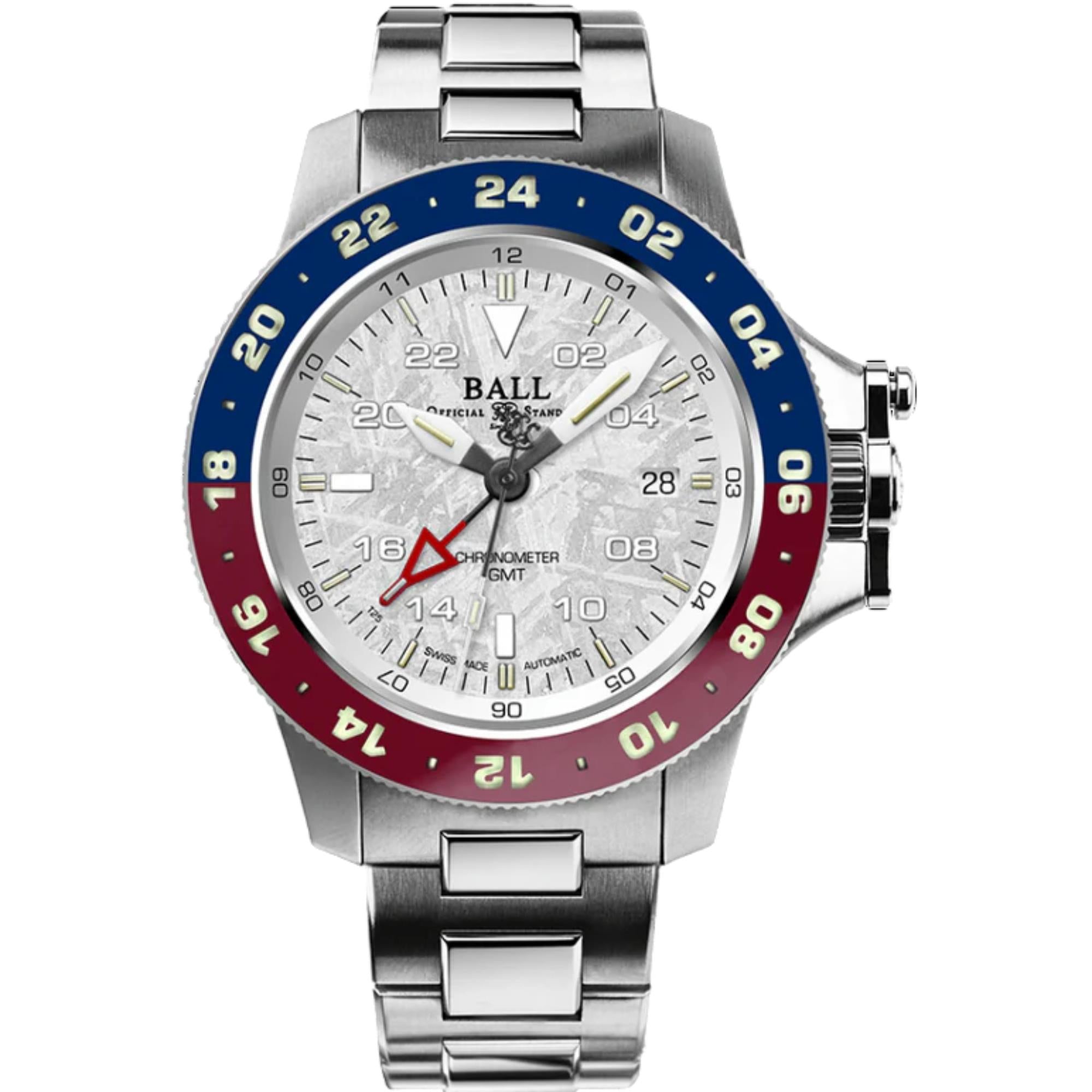 BALL Engineer Hydrocarbon AeroGMT II Meteoriten Zifferblatt Edelstahl Armband Herren Uhr DG2118C-S20C-MSL