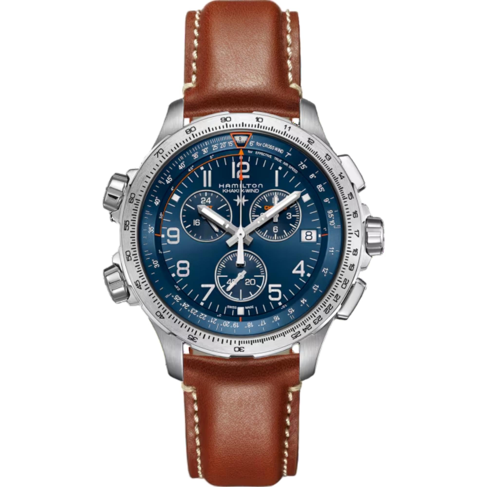 Hamilton Khaki Aviation 46mm Blue Dial Leather Mens Quartz Watch H77922541