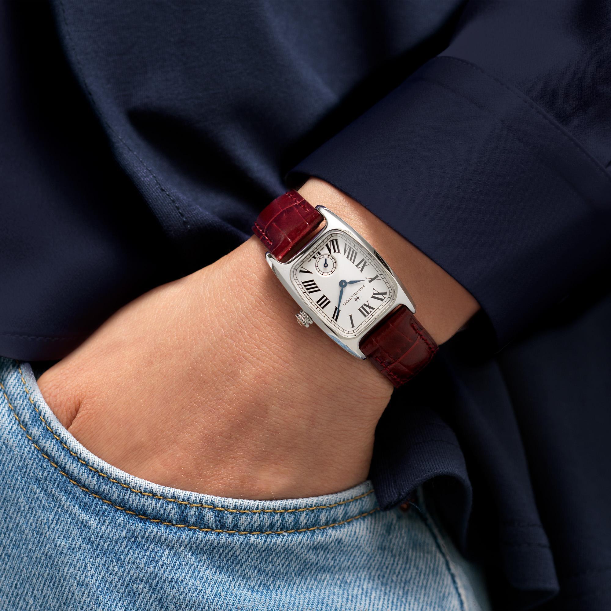Hamilton American Classic 24mm Kleine Sekunde Weißes Zifferblatt Leder Damen Quarz Uhr H13321811