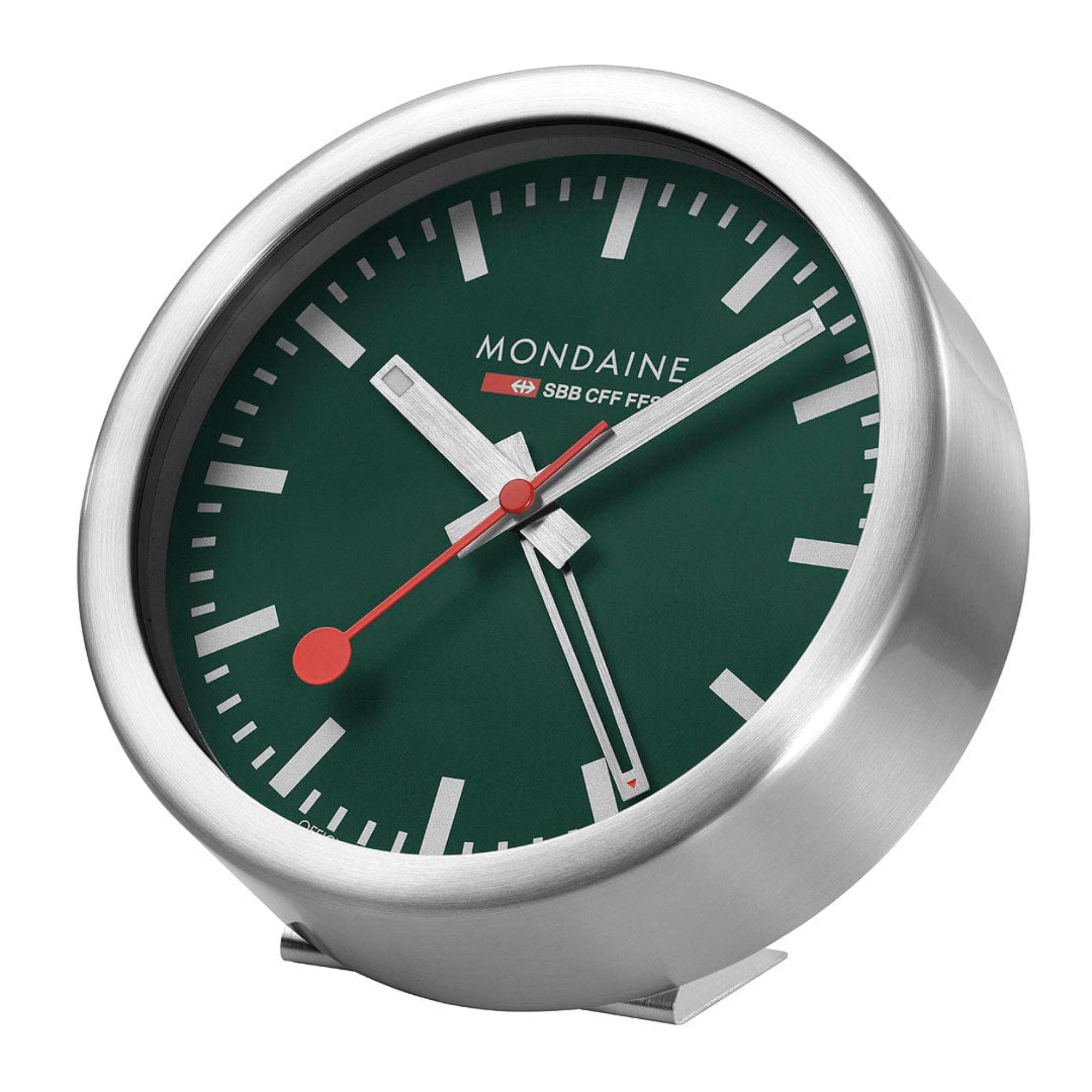 Mondaine Classic Silberrahmen Grünes Zifferblatt Mini Wanduhr A997.MCAL.66SBV.2