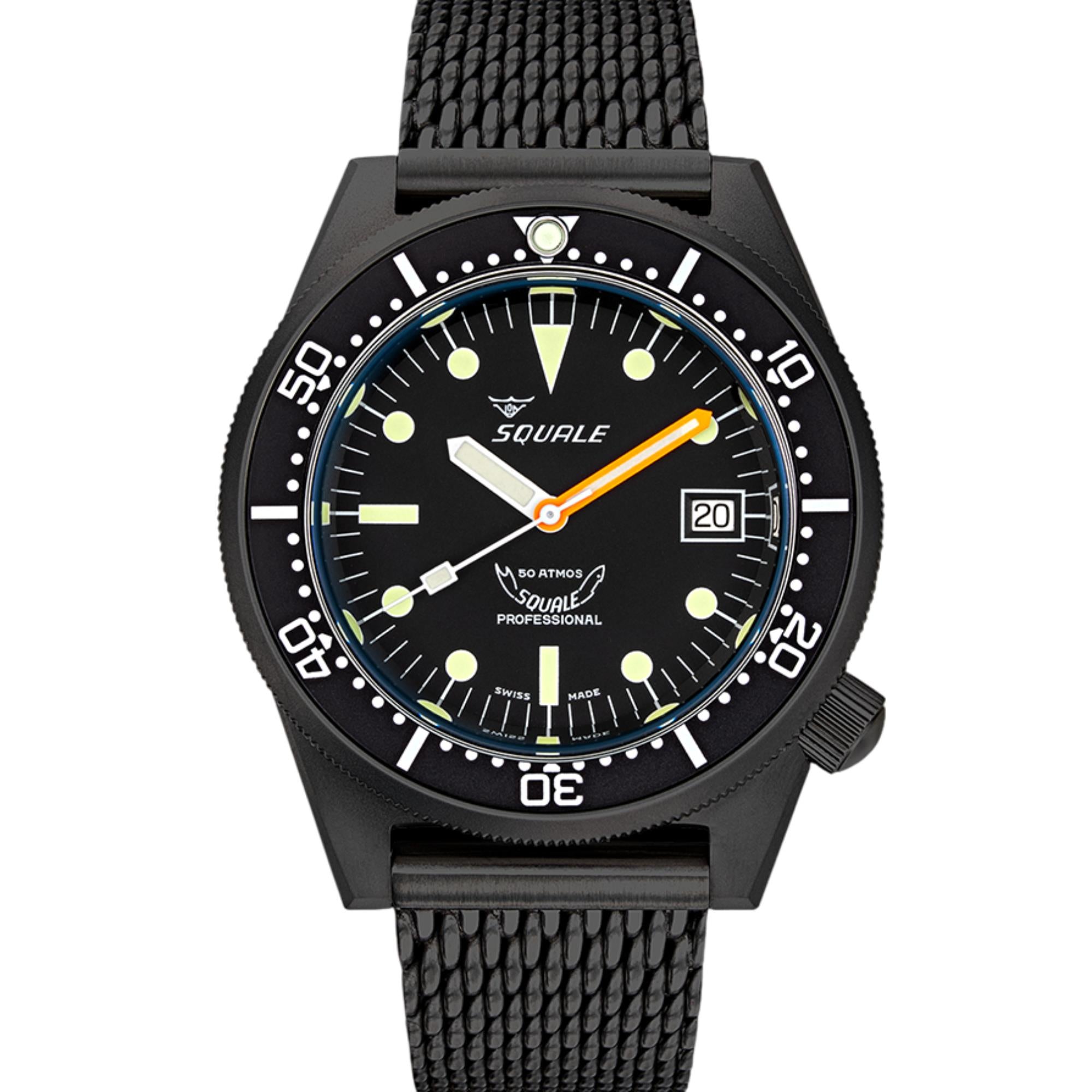 Squale 1521 PVD Automatic Black Dial Steel Strap Men's Watch 1521PVD.MEPVD20