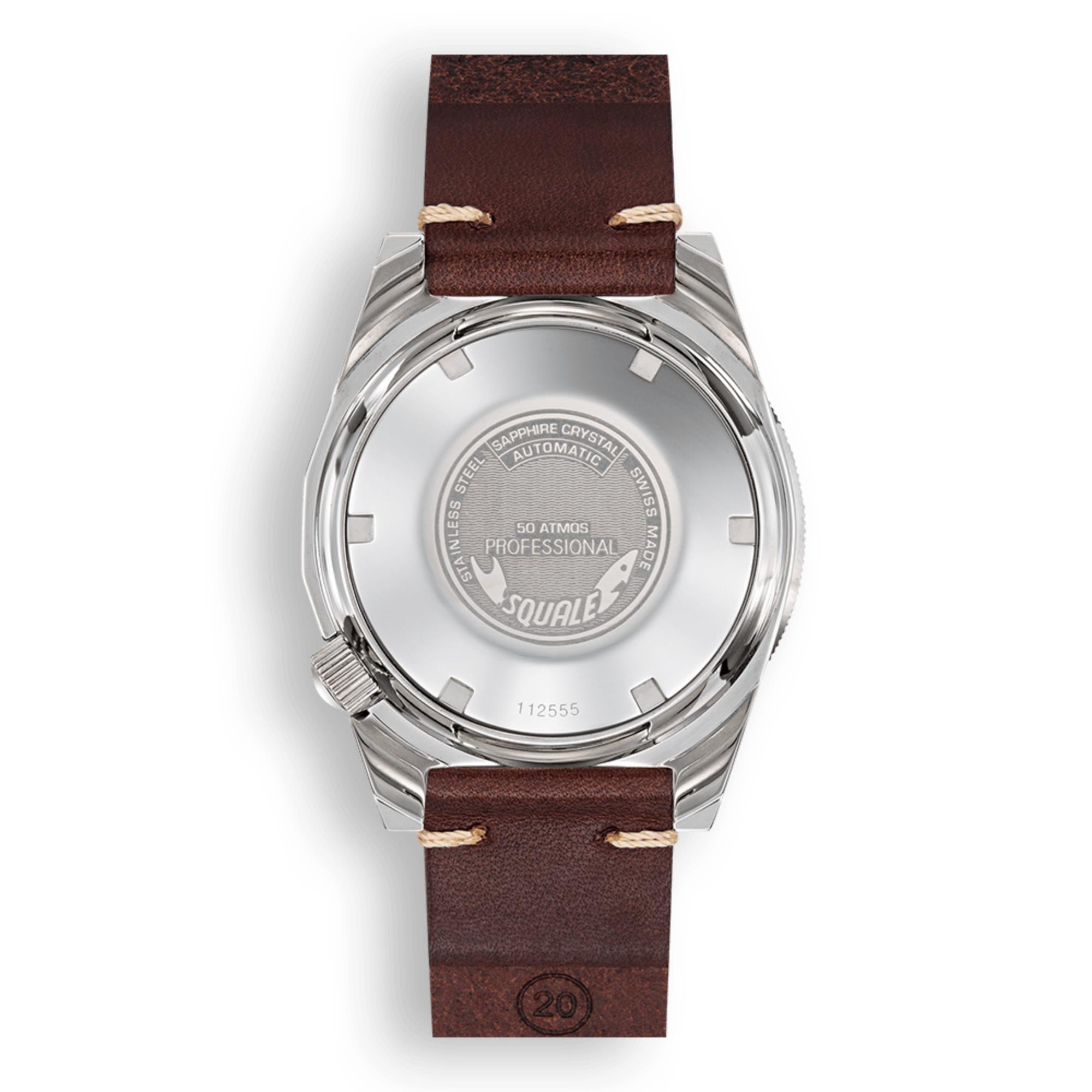 Squale 1521 Classic Automatik Schwarzes Zifferblatt Lederarmband Herren Uhr 1521CL.PS